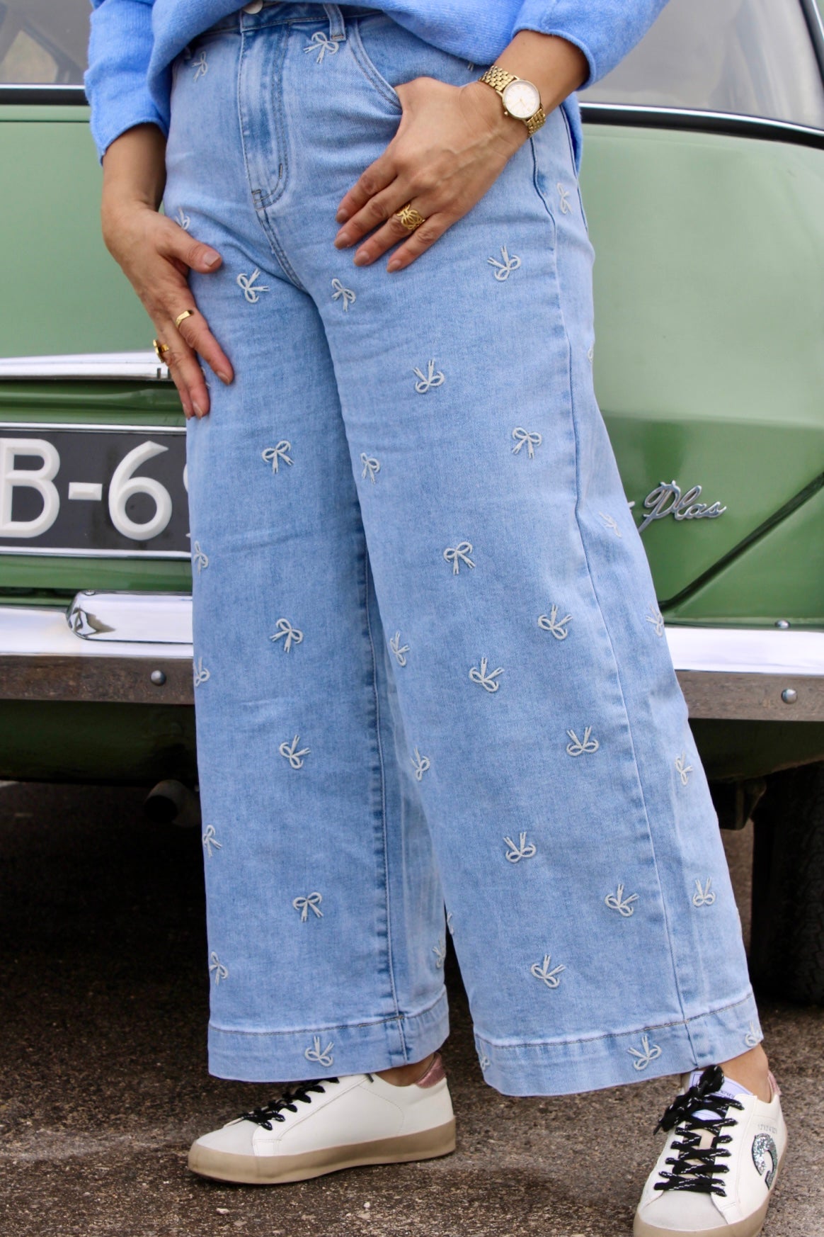 Jeans Wide Leg Bordadas
