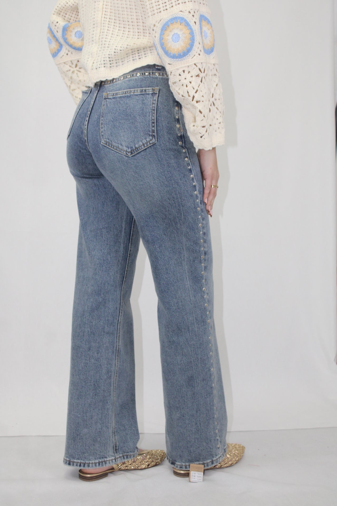 Calças WideLeg com Tachas