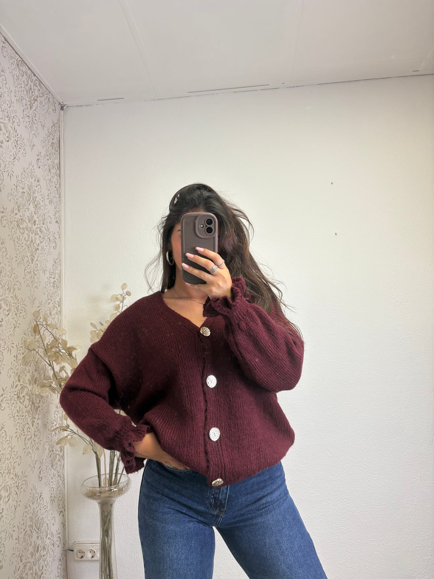Cardigan Oversized com Folho na Manga