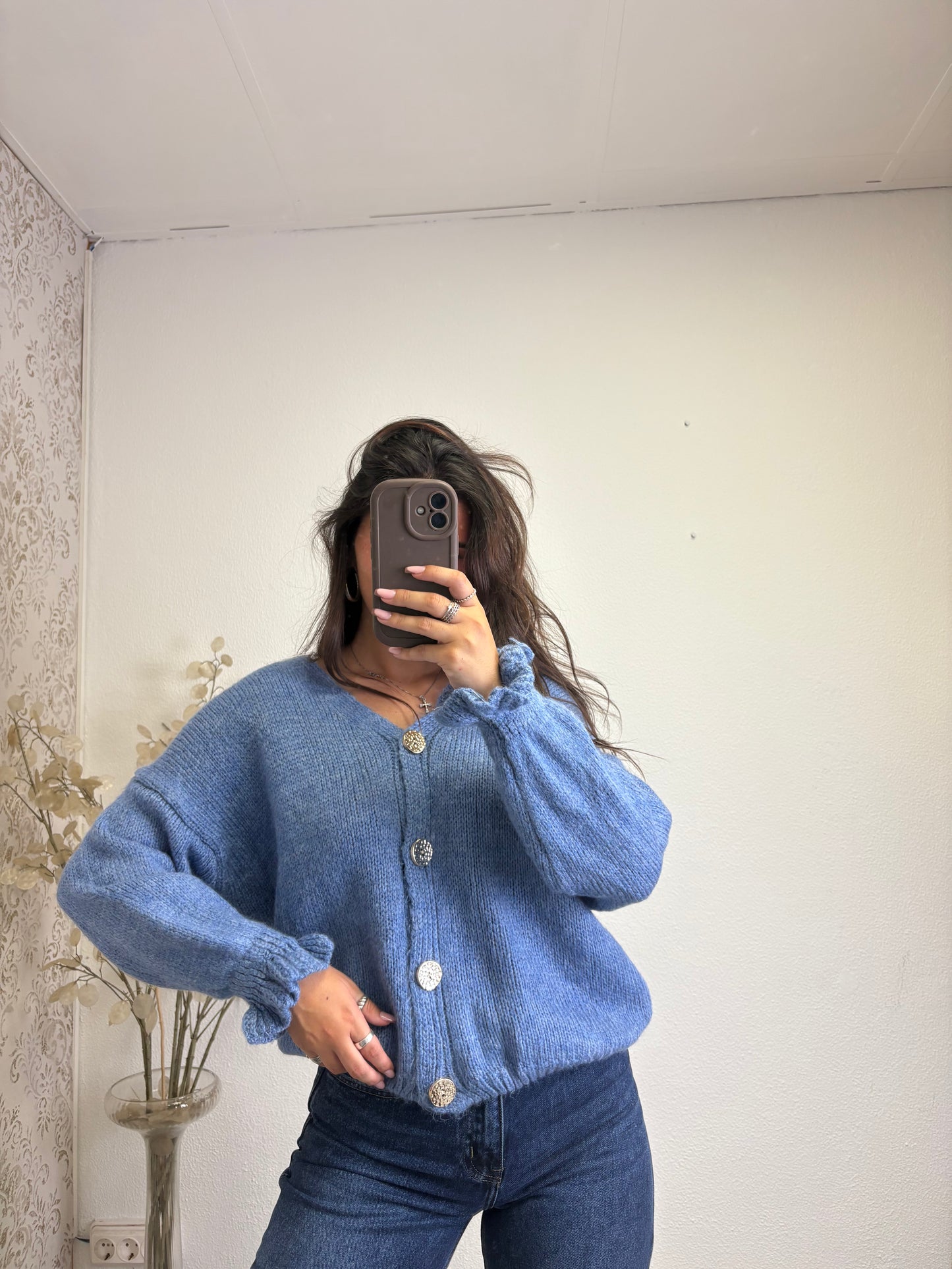 Cardigan Oversized com Folho na Manga
