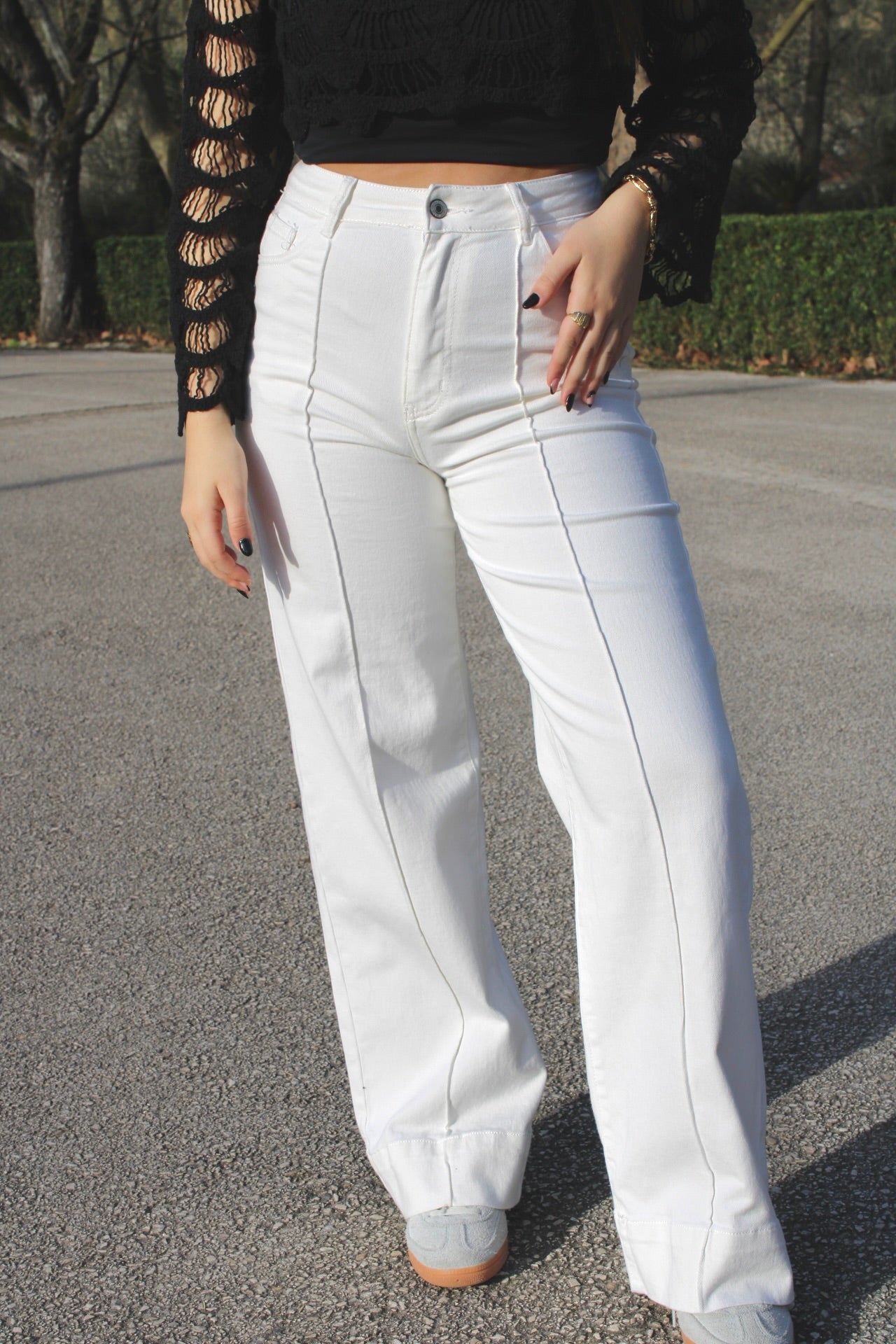 Jeans Brancos com Costura