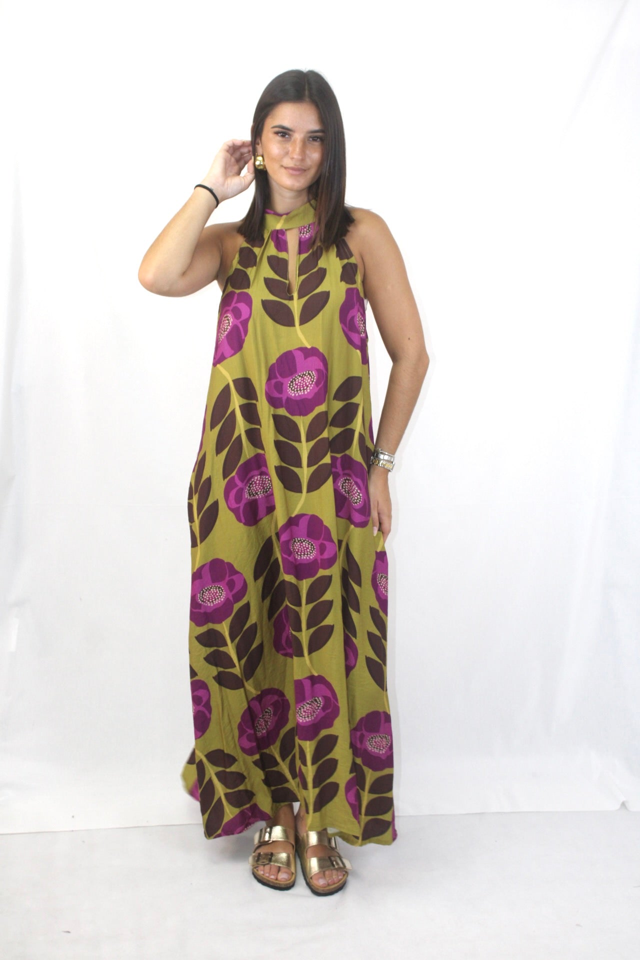 Vestido Estampado Halter