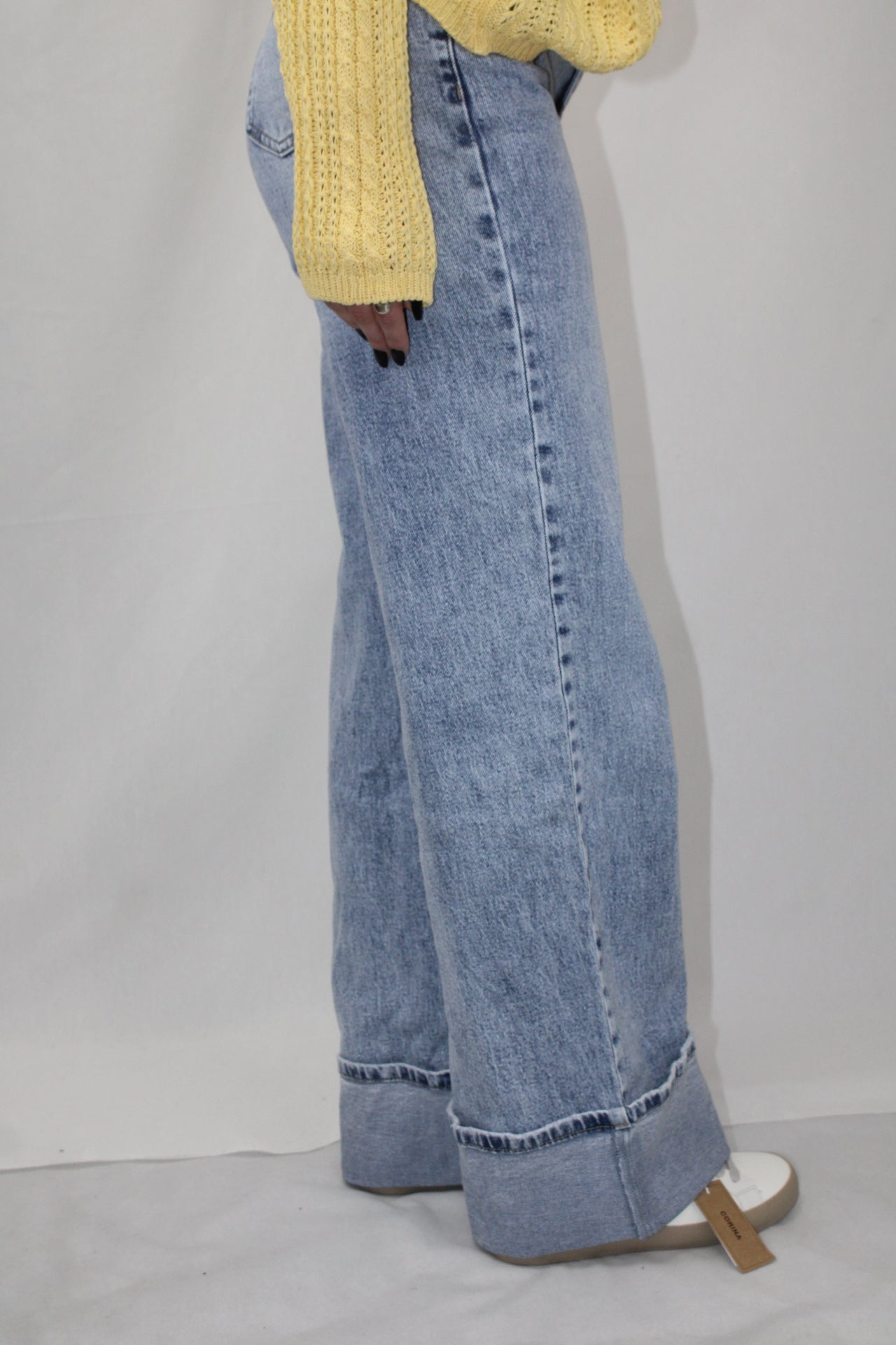 Jeans Wide Leg com Dobra