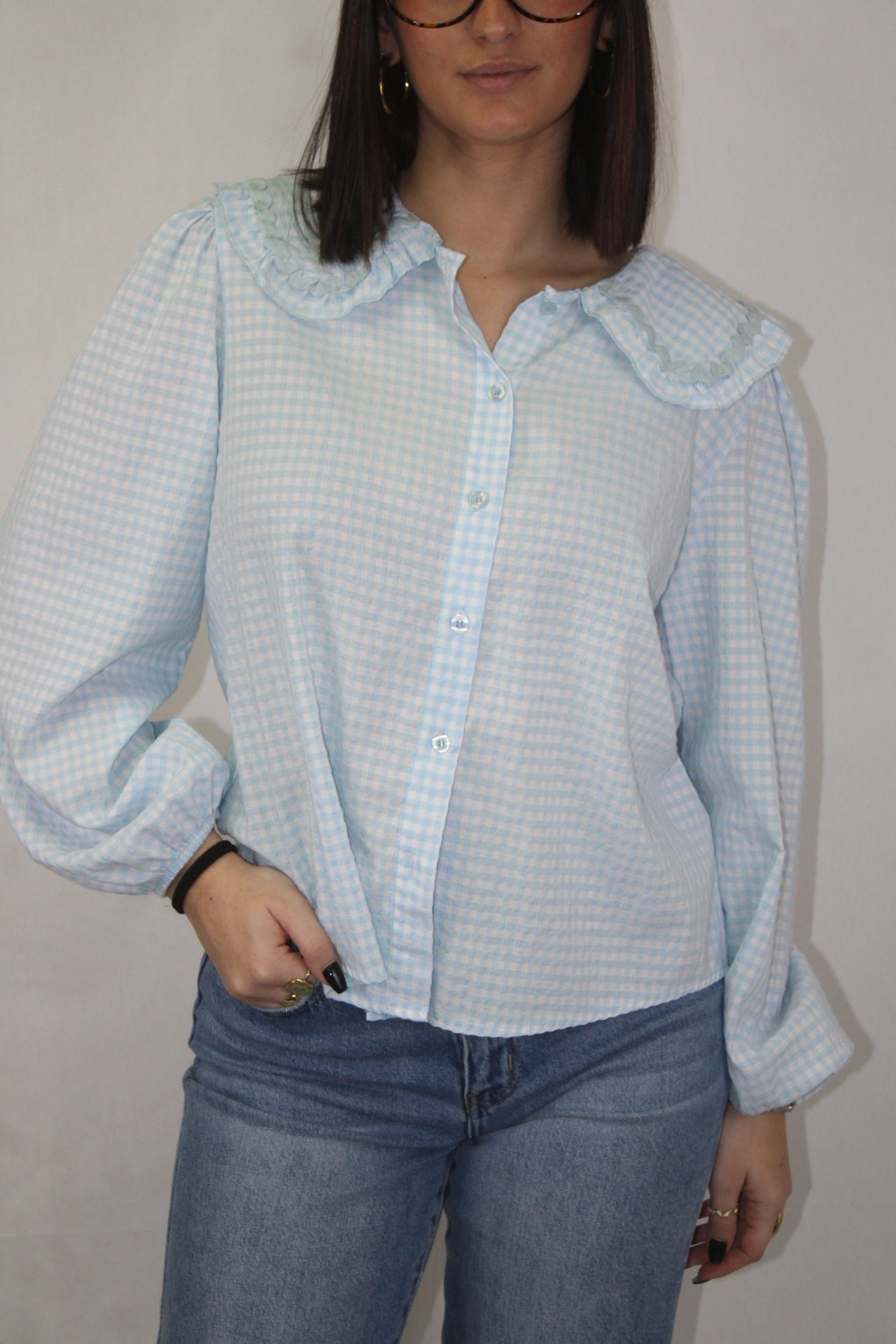 Blusa Axedrezada com Golas