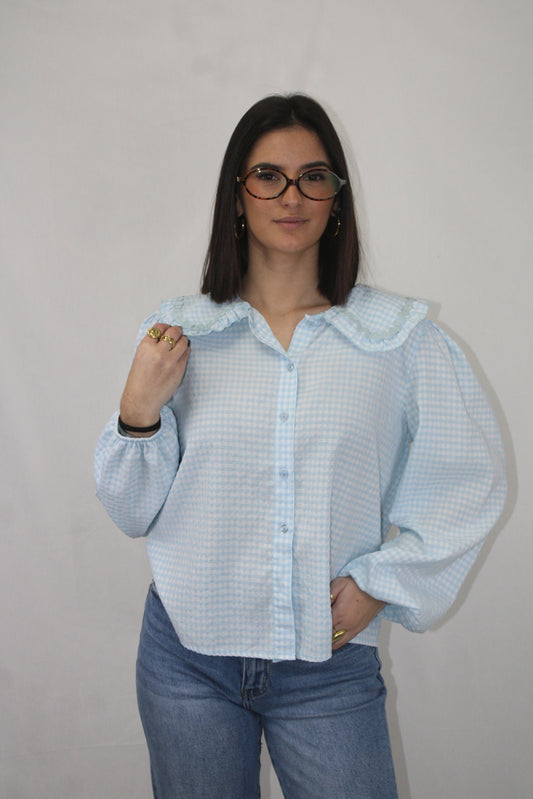 Blusa Axedrezada com Golas