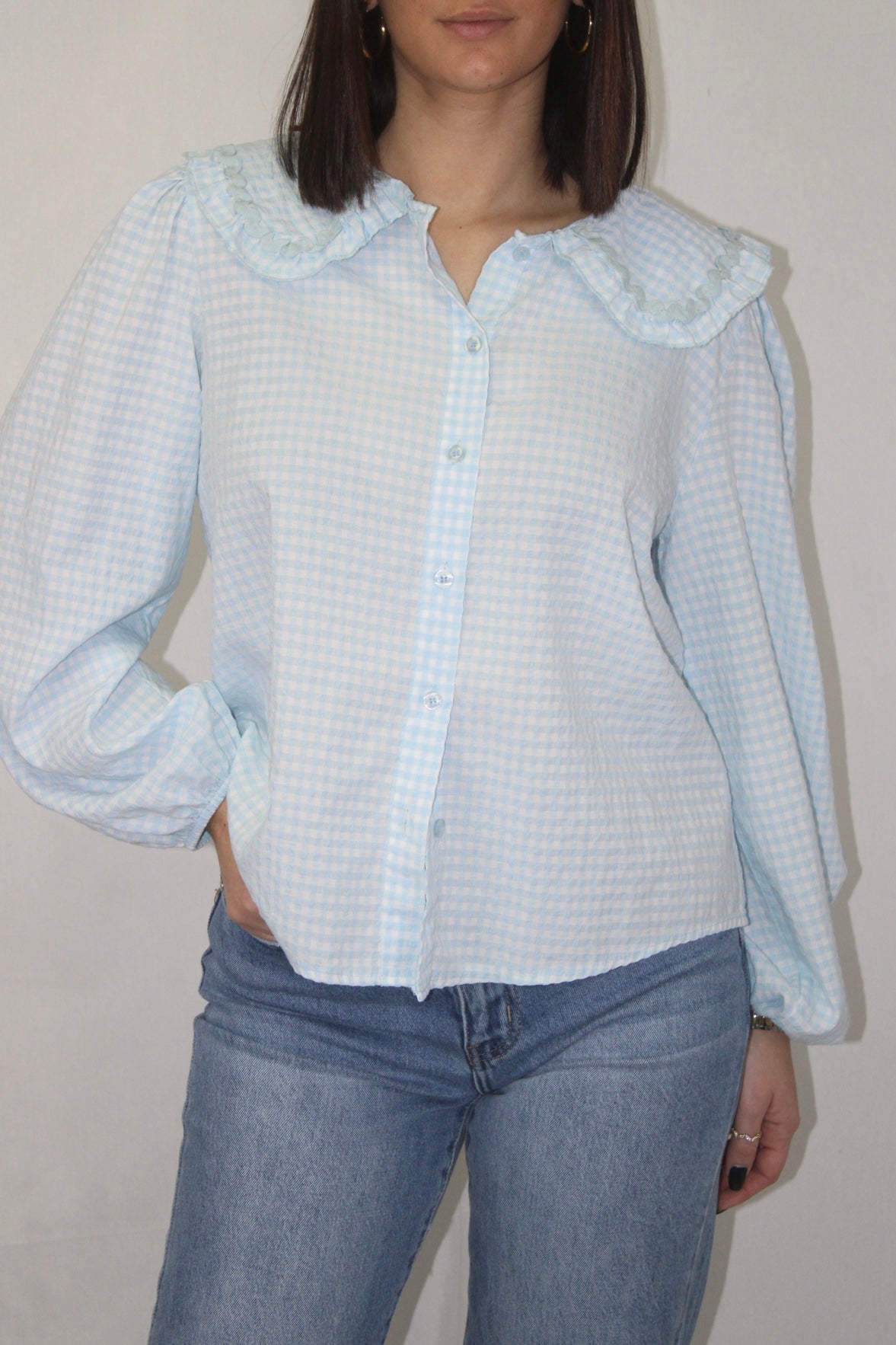 Blusa Axedrezada com Golas
