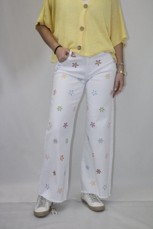 WideLeg Jeans com Bordados