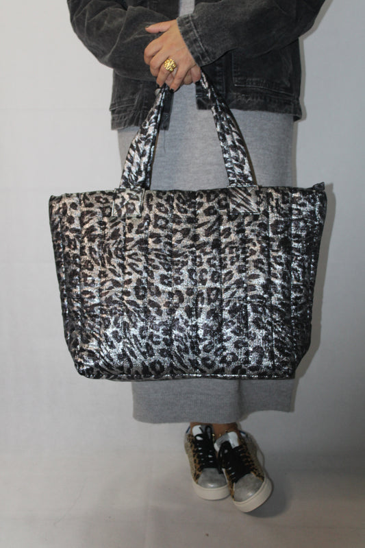 Mala shopper grande com estampa animal print