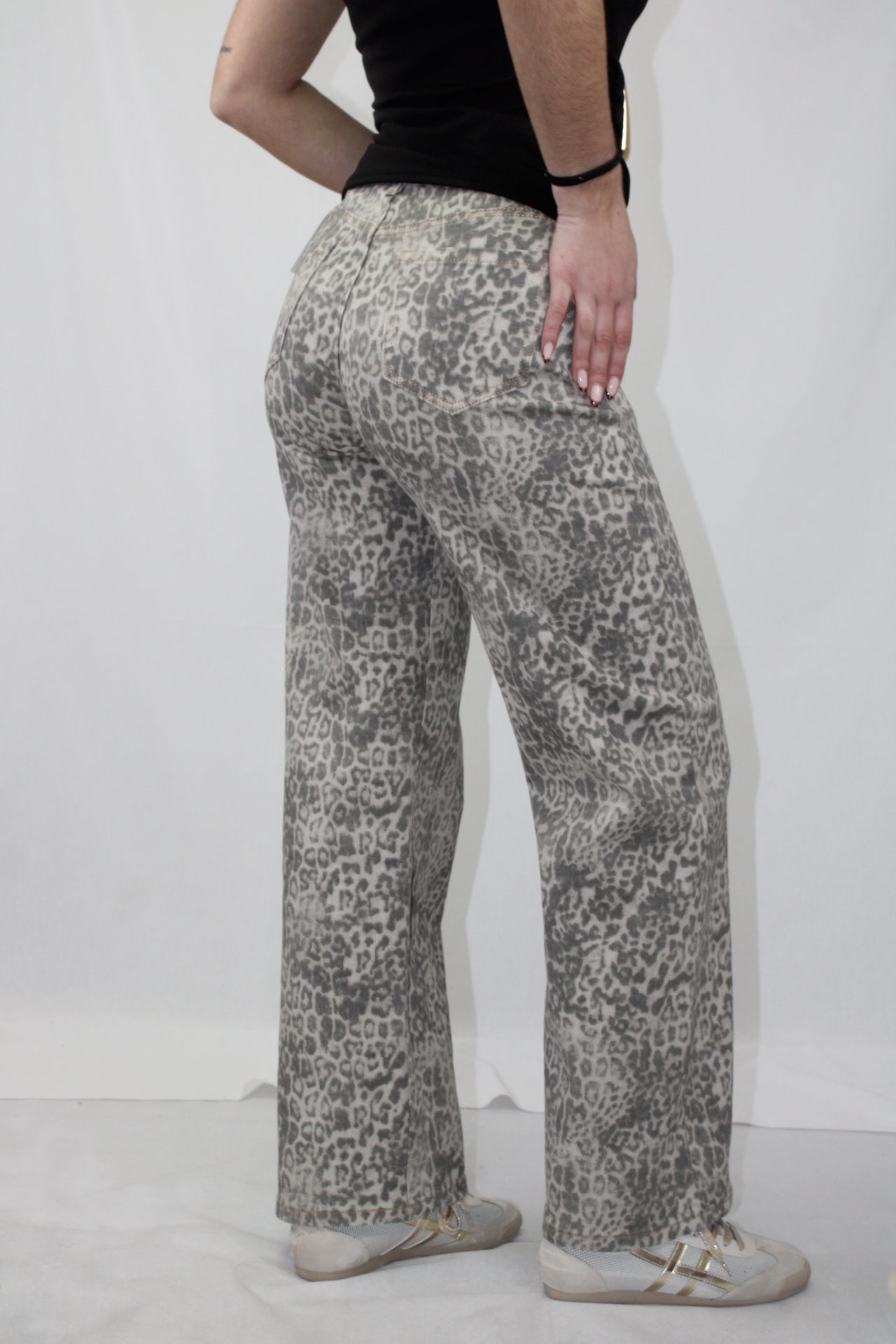Calças Animal Print Wide Leg