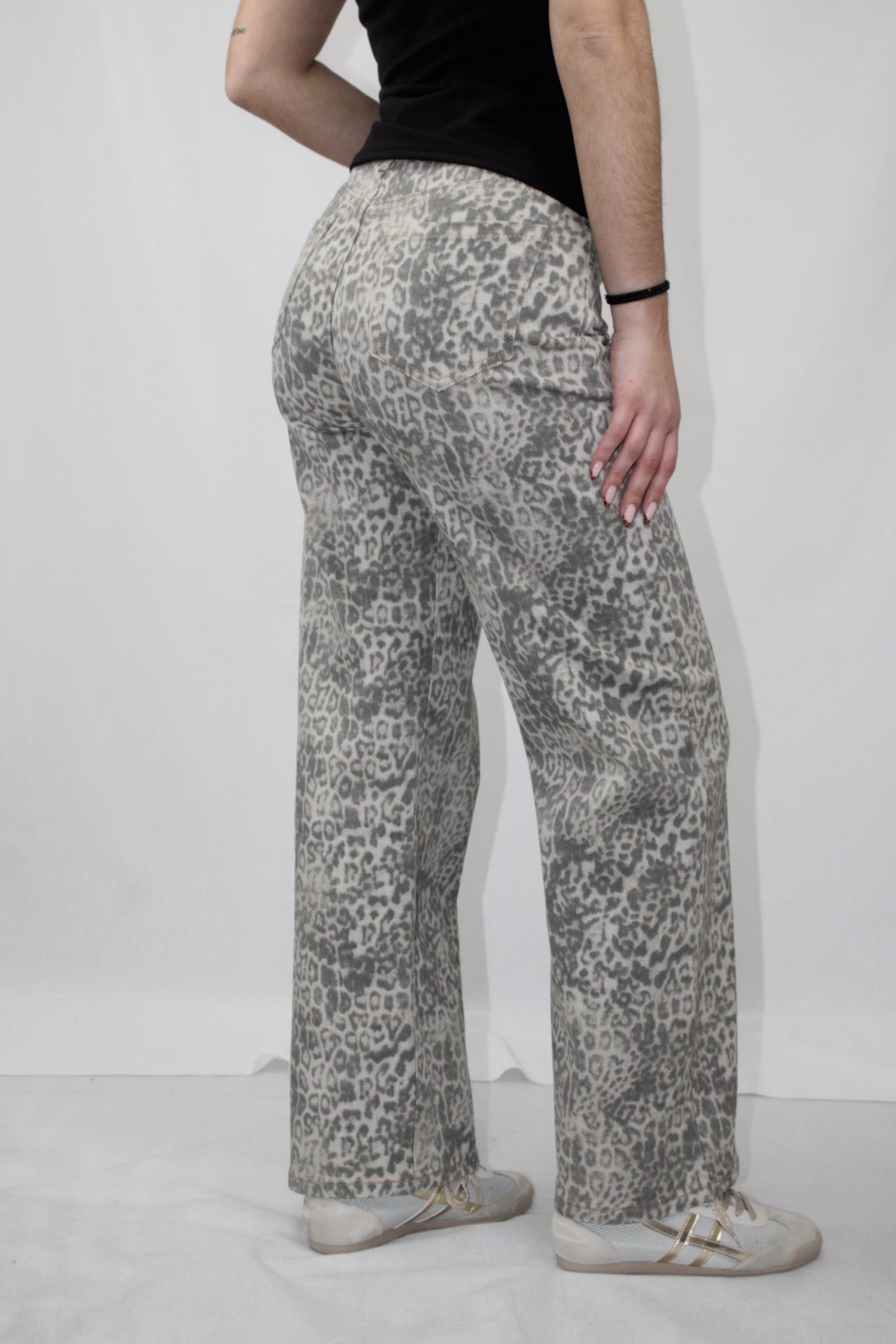 Calças Animal Print Wide Leg