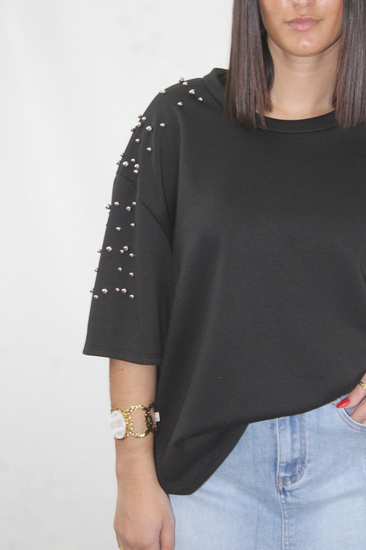Tshirt Oversized com Pérolas