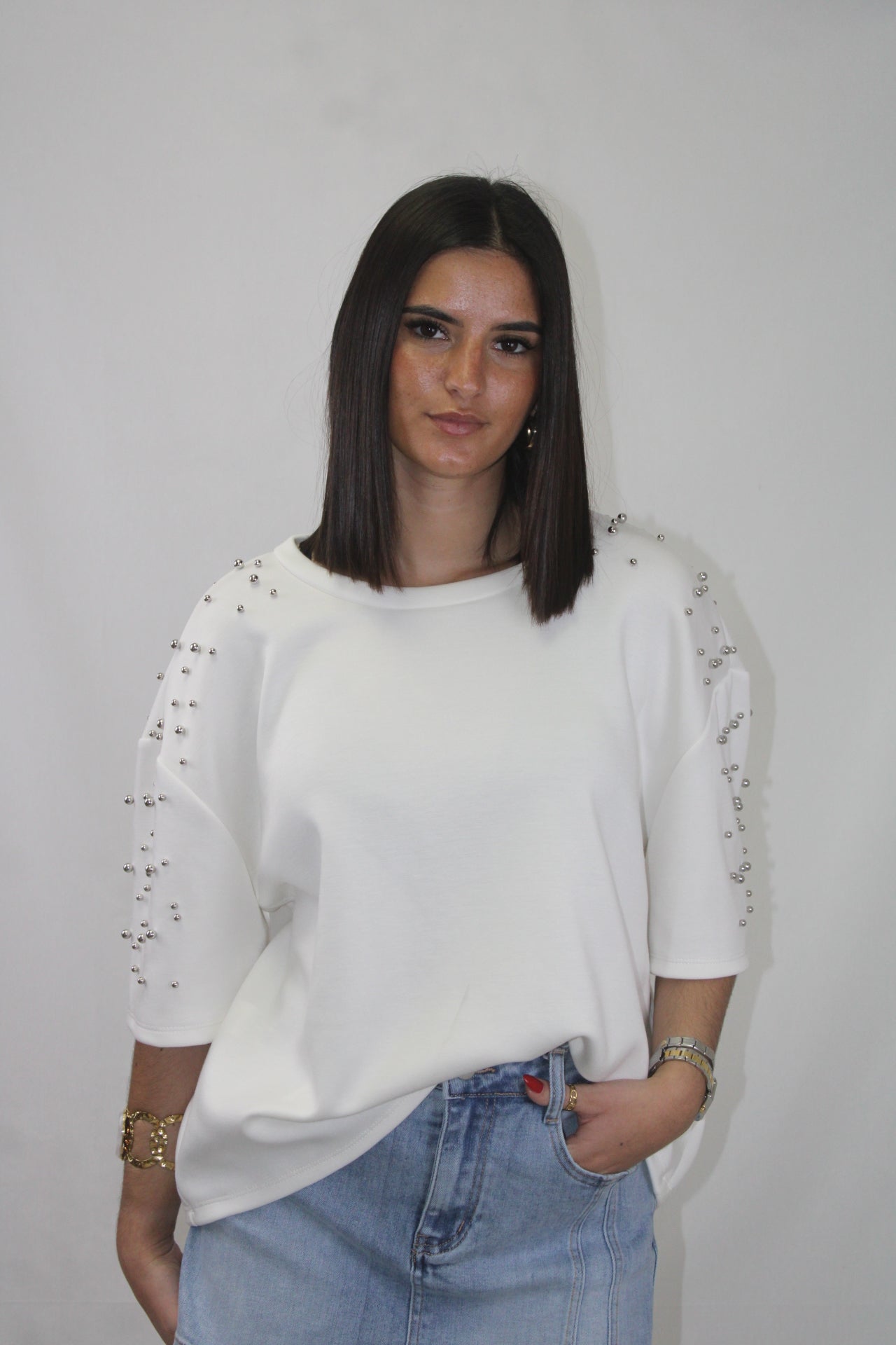Tshirt Oversized com Pérolas