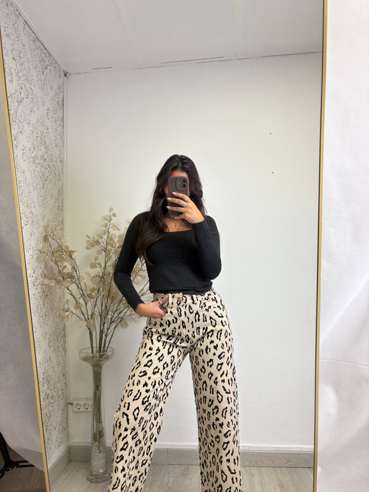Calças Leopardo Wide Leg