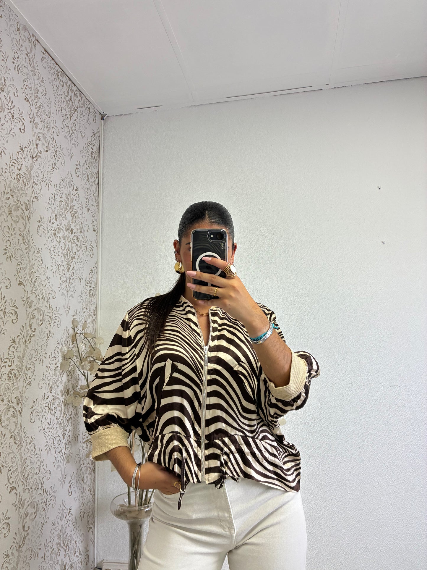 Casaco de Cetim Animal Print