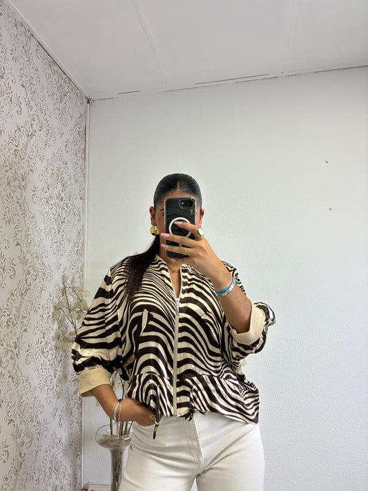 Casaco de Cetim Animal Print