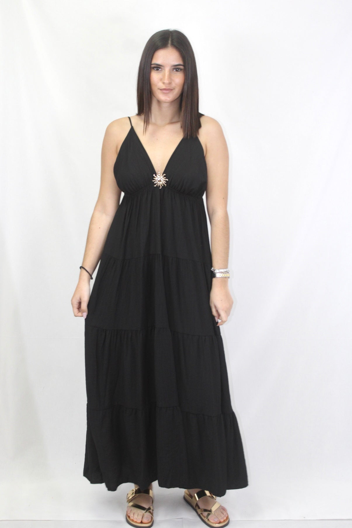 Vestido Fluído com Pregadeira