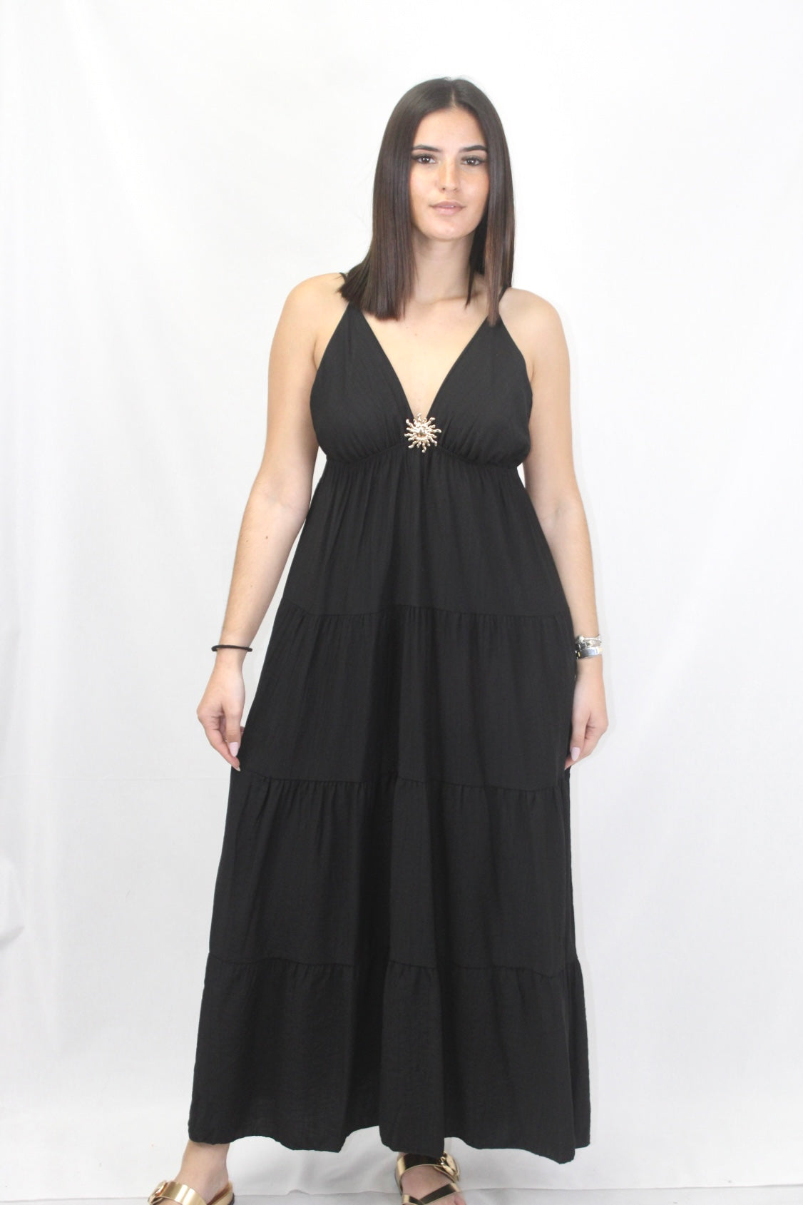 Vestido Fluído com Pregadeira