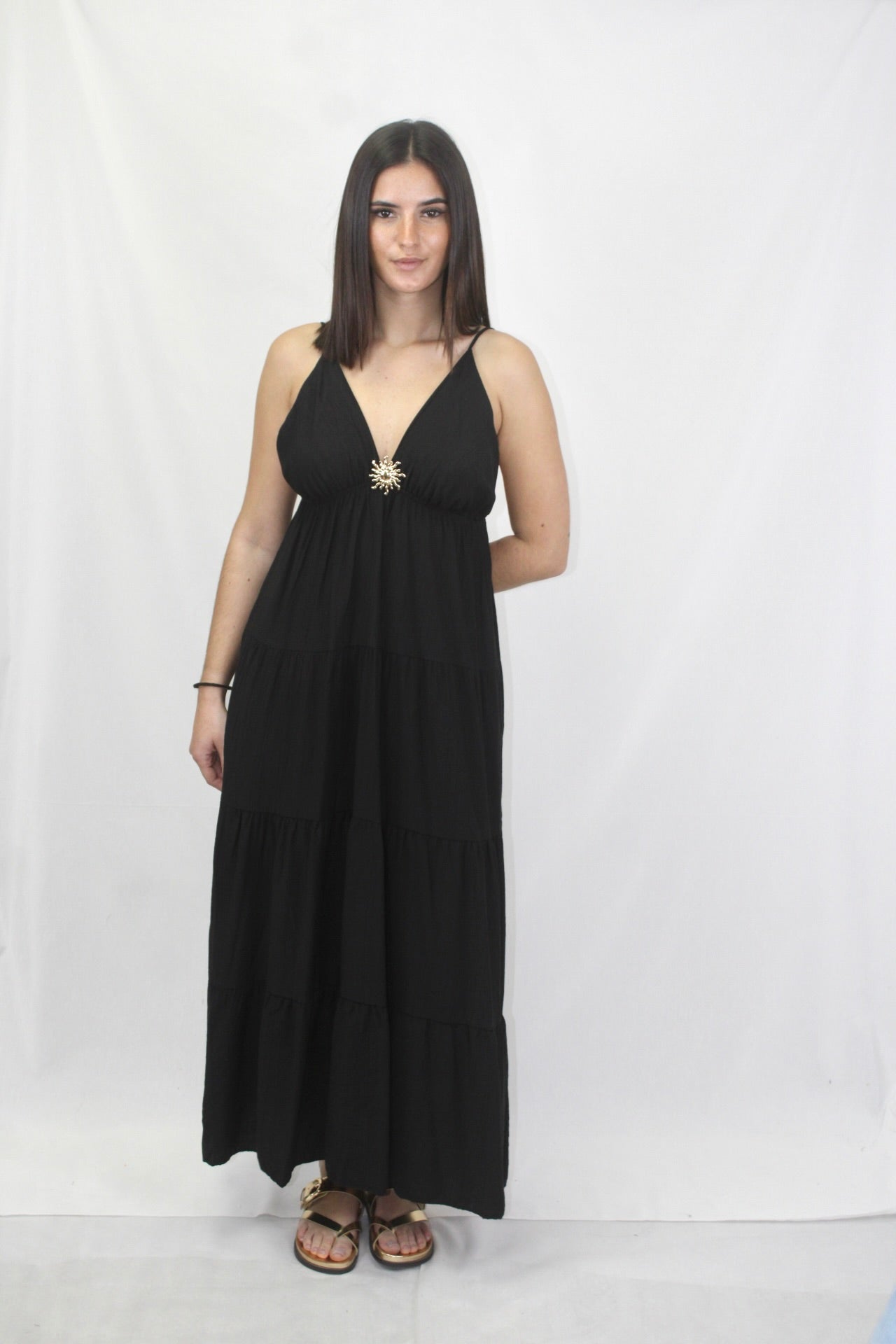 Vestido Fluído com Pregadeira