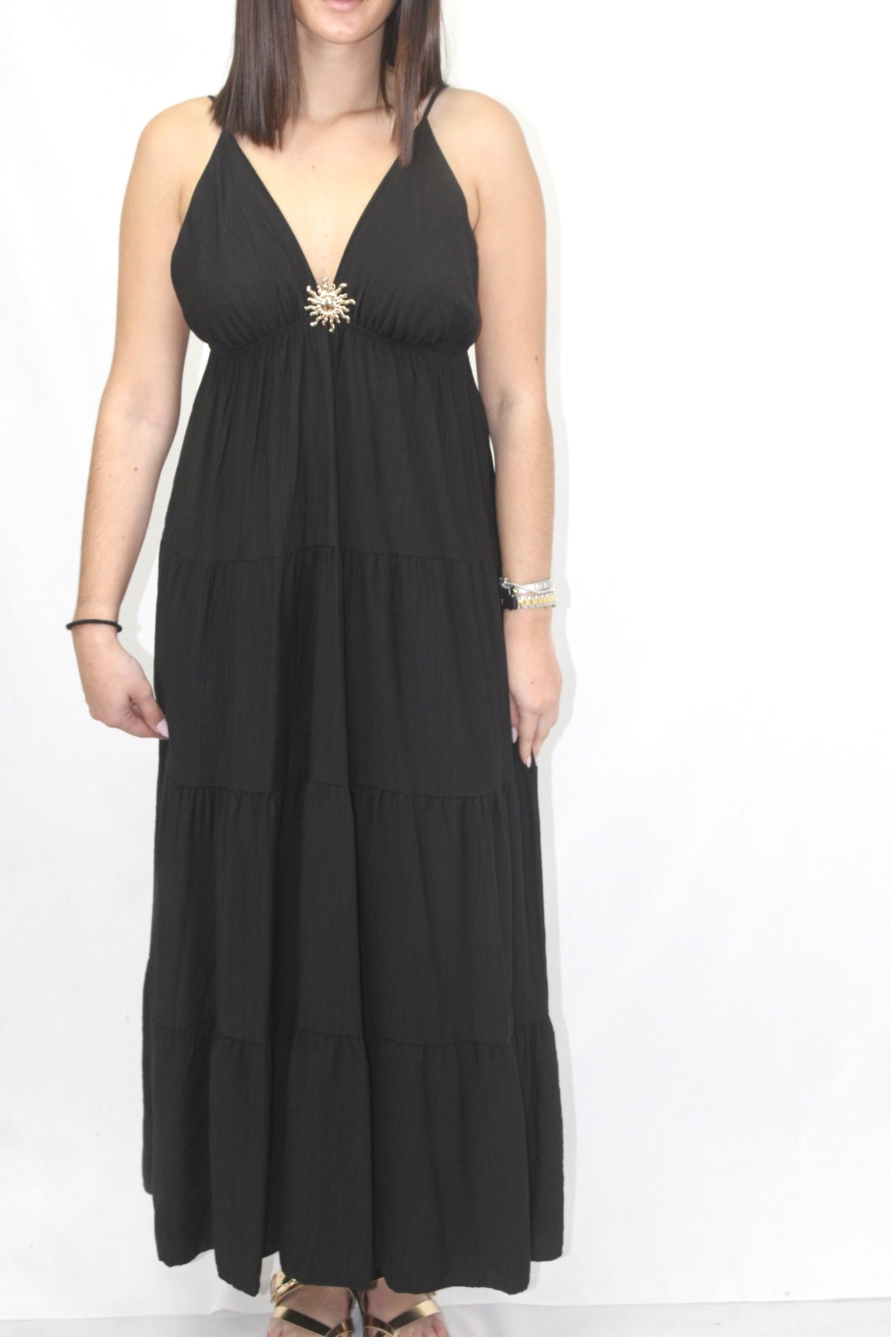 Vestido Fluído com Pregadeira