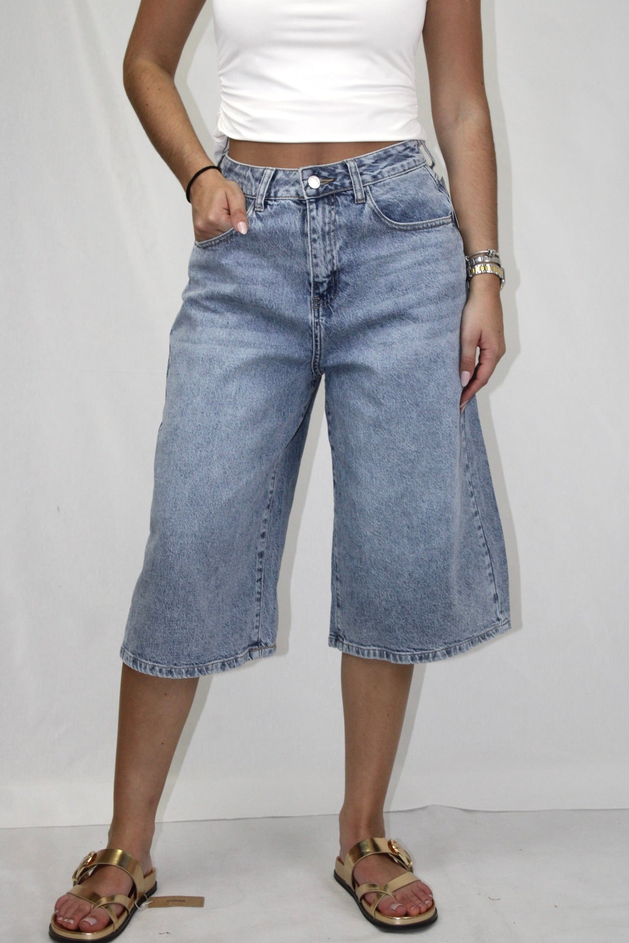 Calções Bermuda Denim
