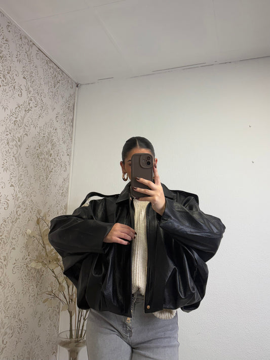 Blusão Oversized Efeito Cabedal