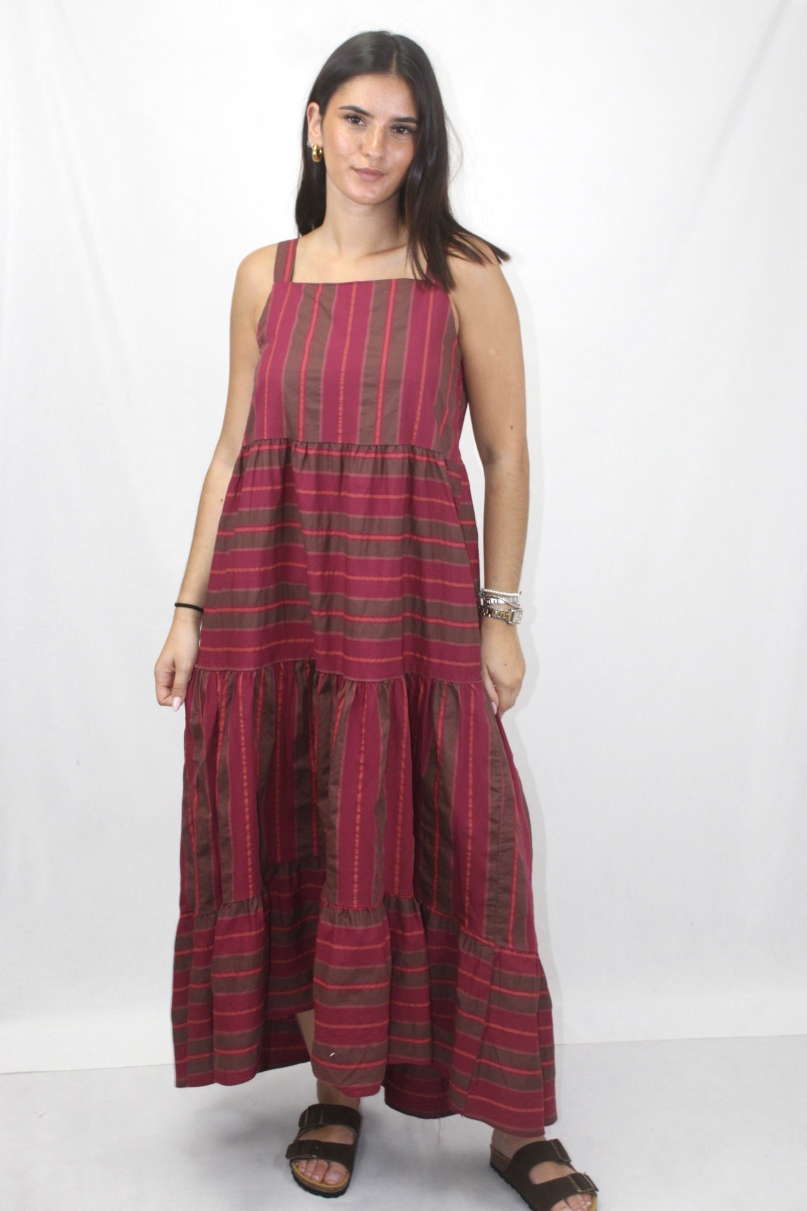 Vestido de Riscas em Algodão