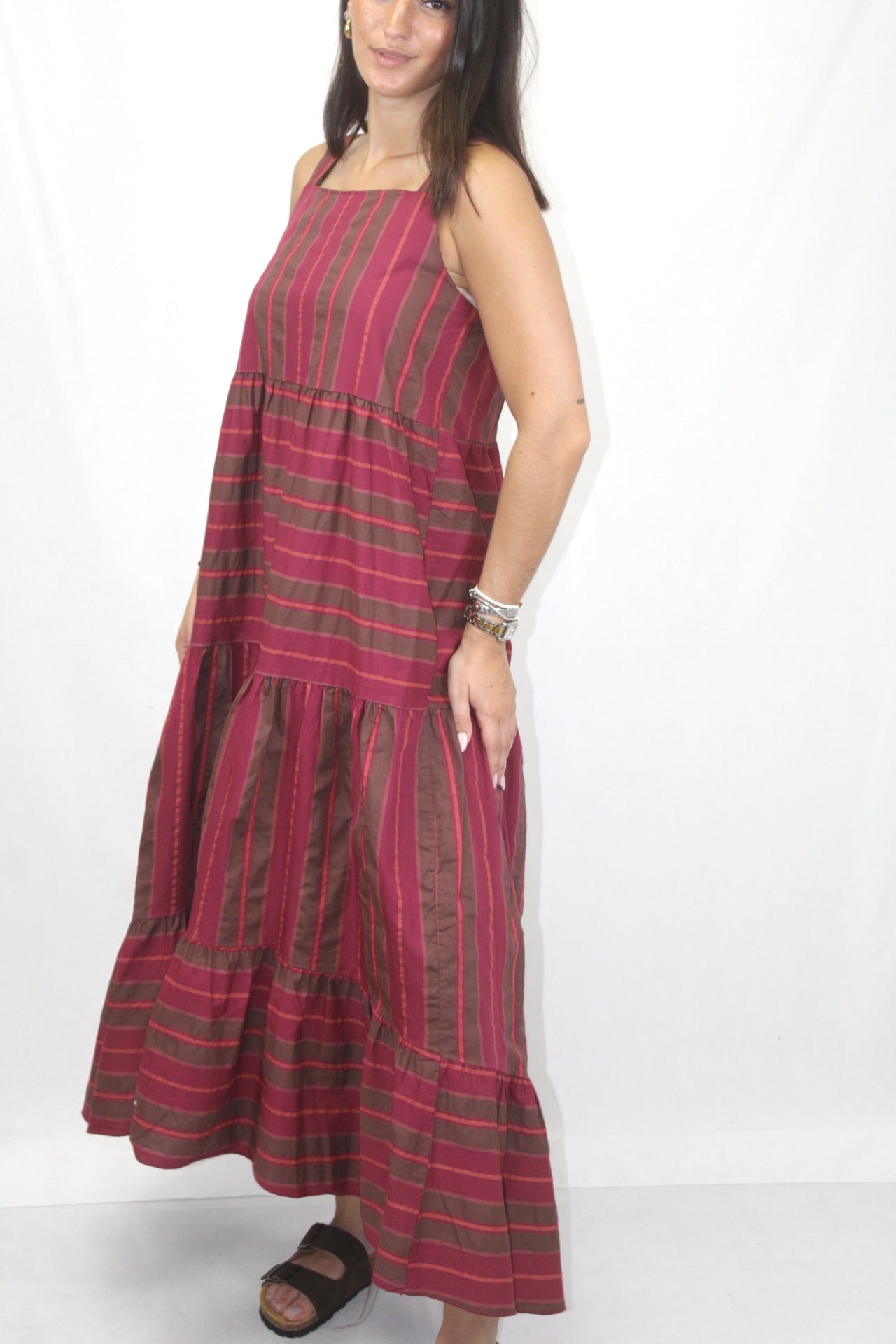 Vestido de Riscas em Algodão