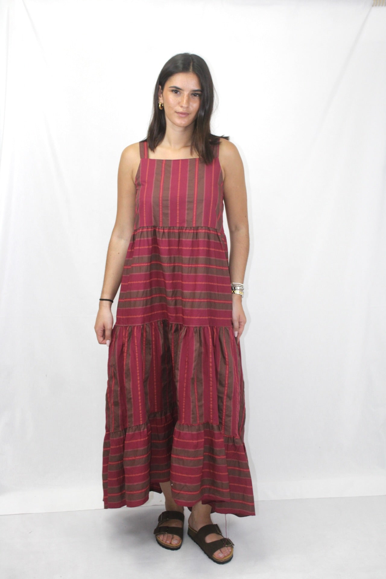 Vestido de Riscas em Algodão