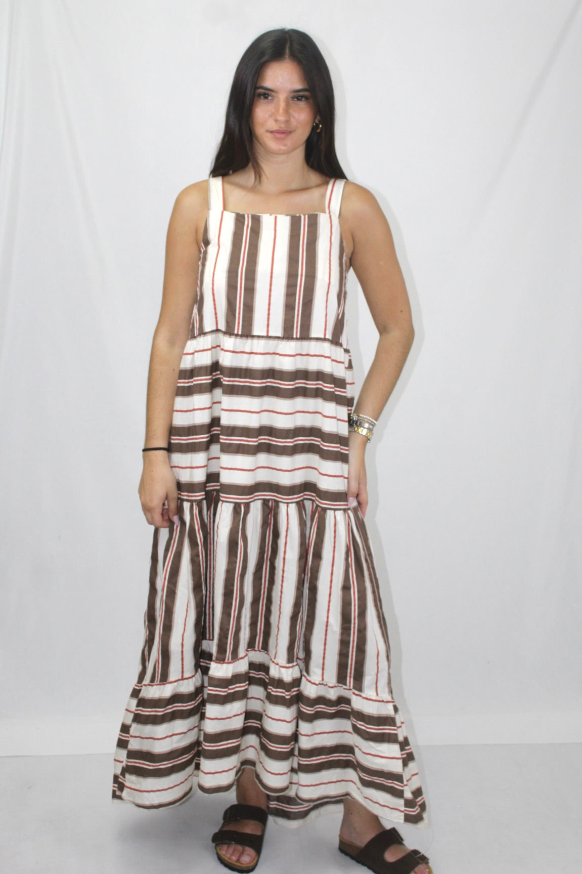 Vestido de Riscas em Algodão