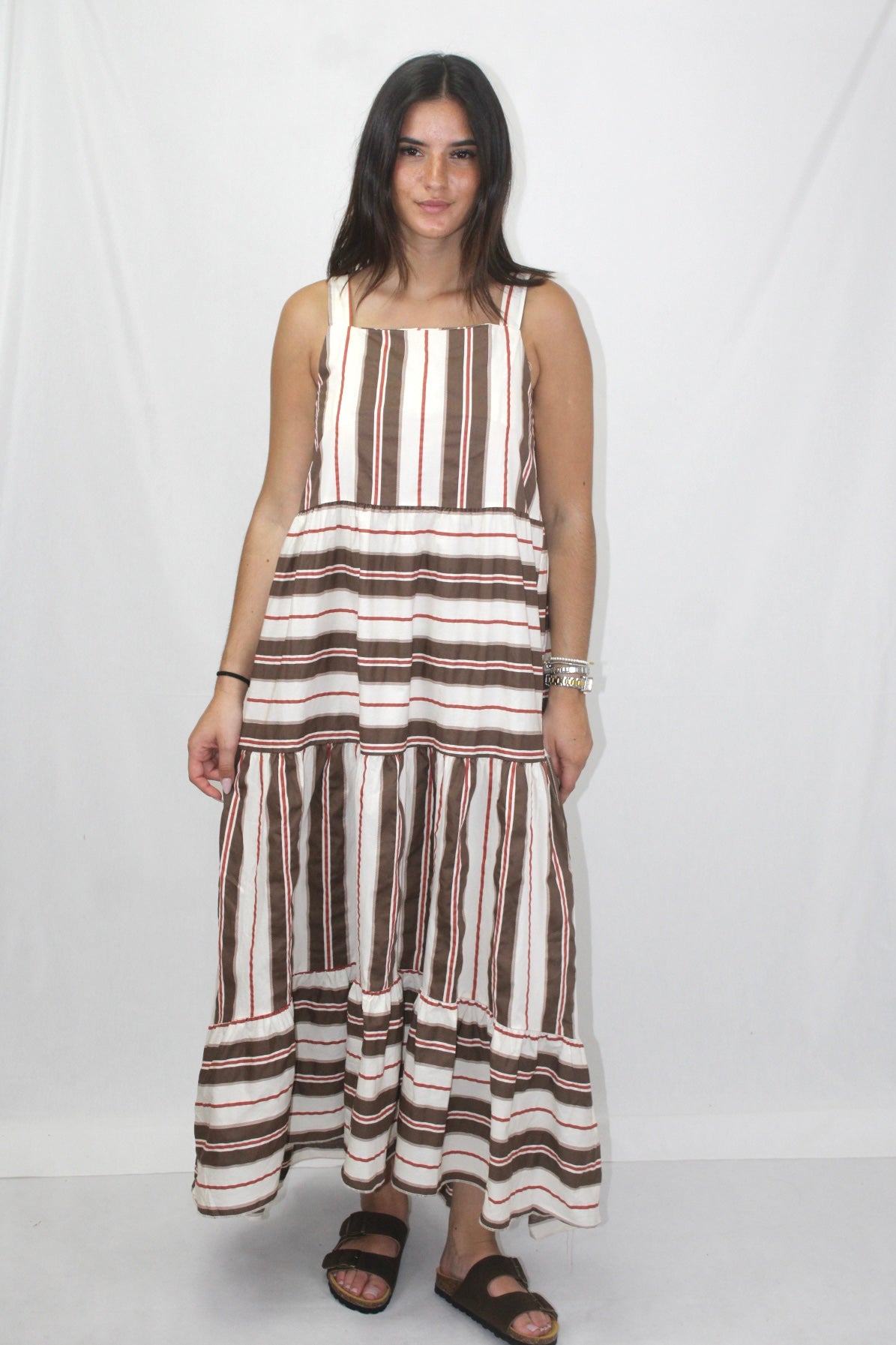 Vestido de Riscas em Algodão