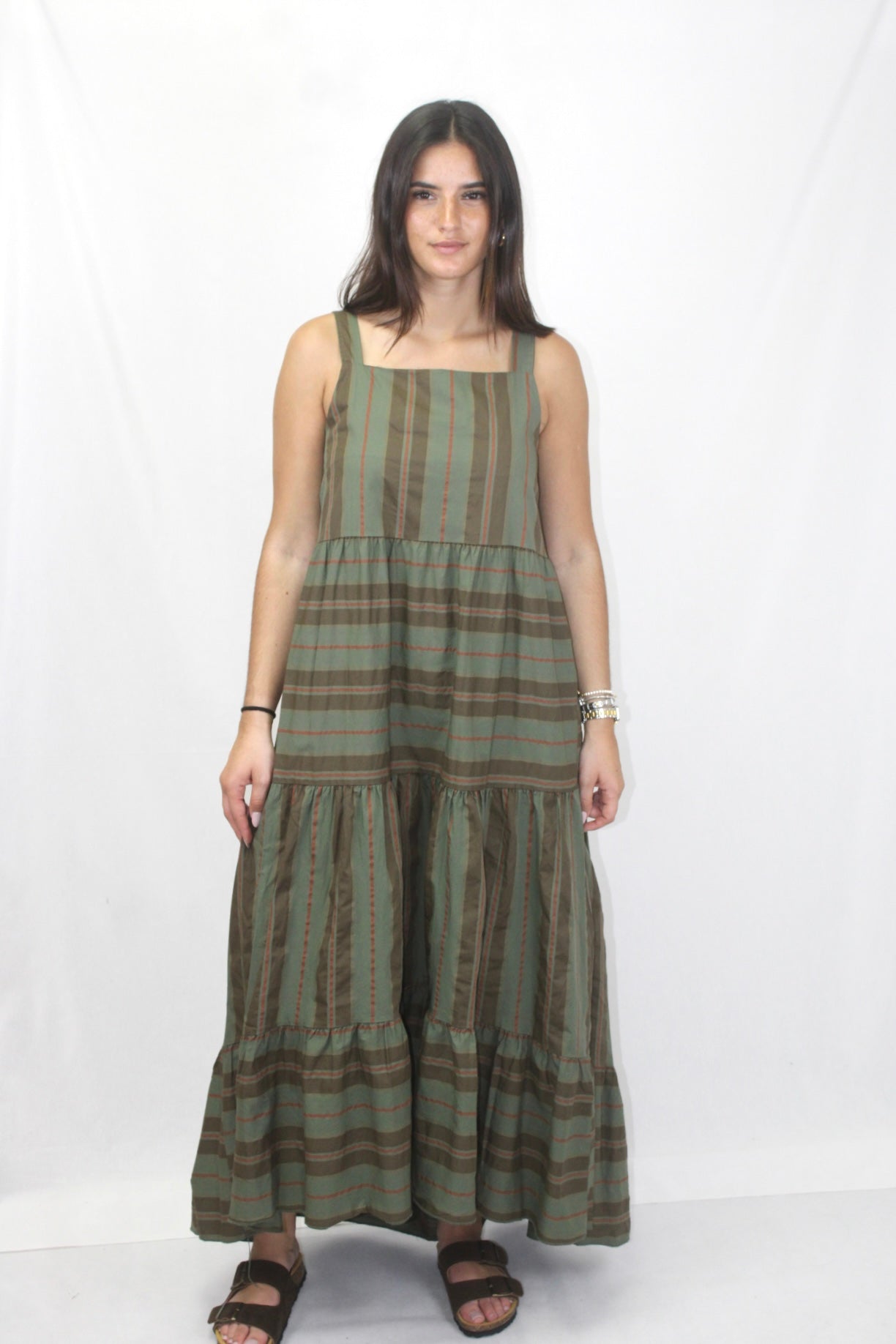 Vestido de Riscas em Algodão