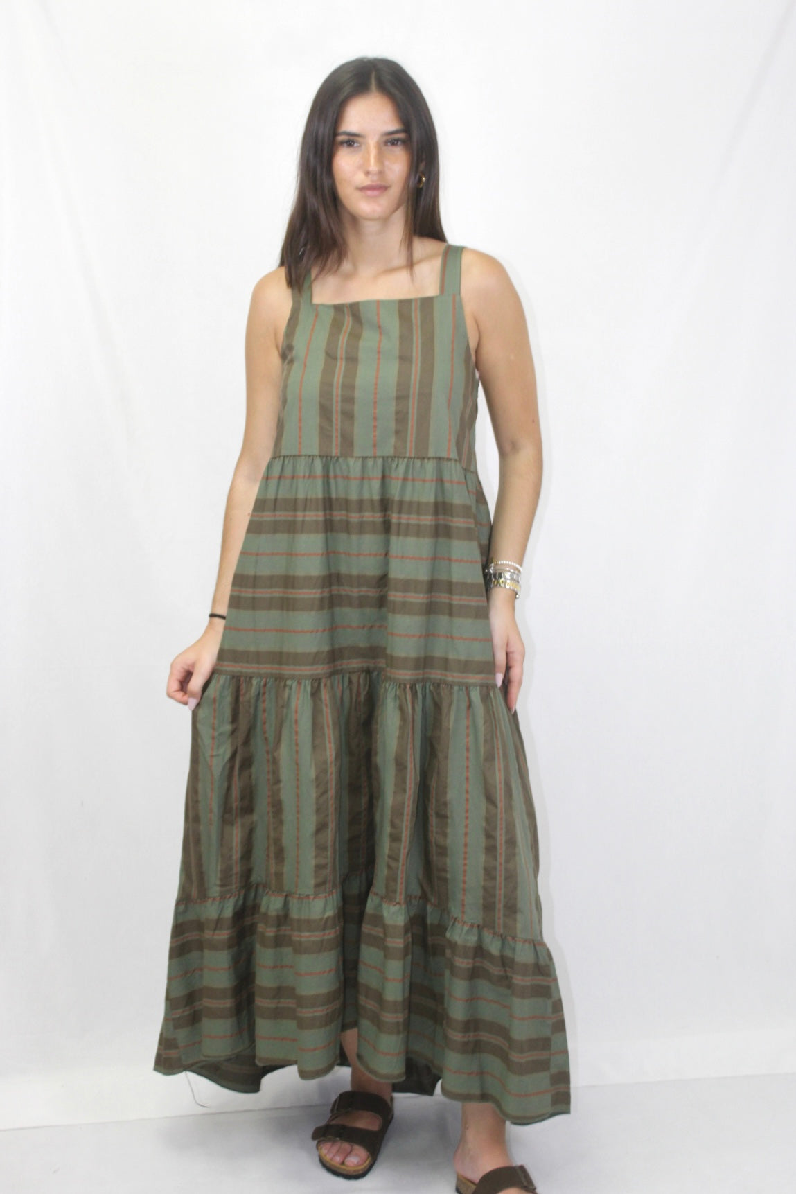Vestido de Riscas em Algodão