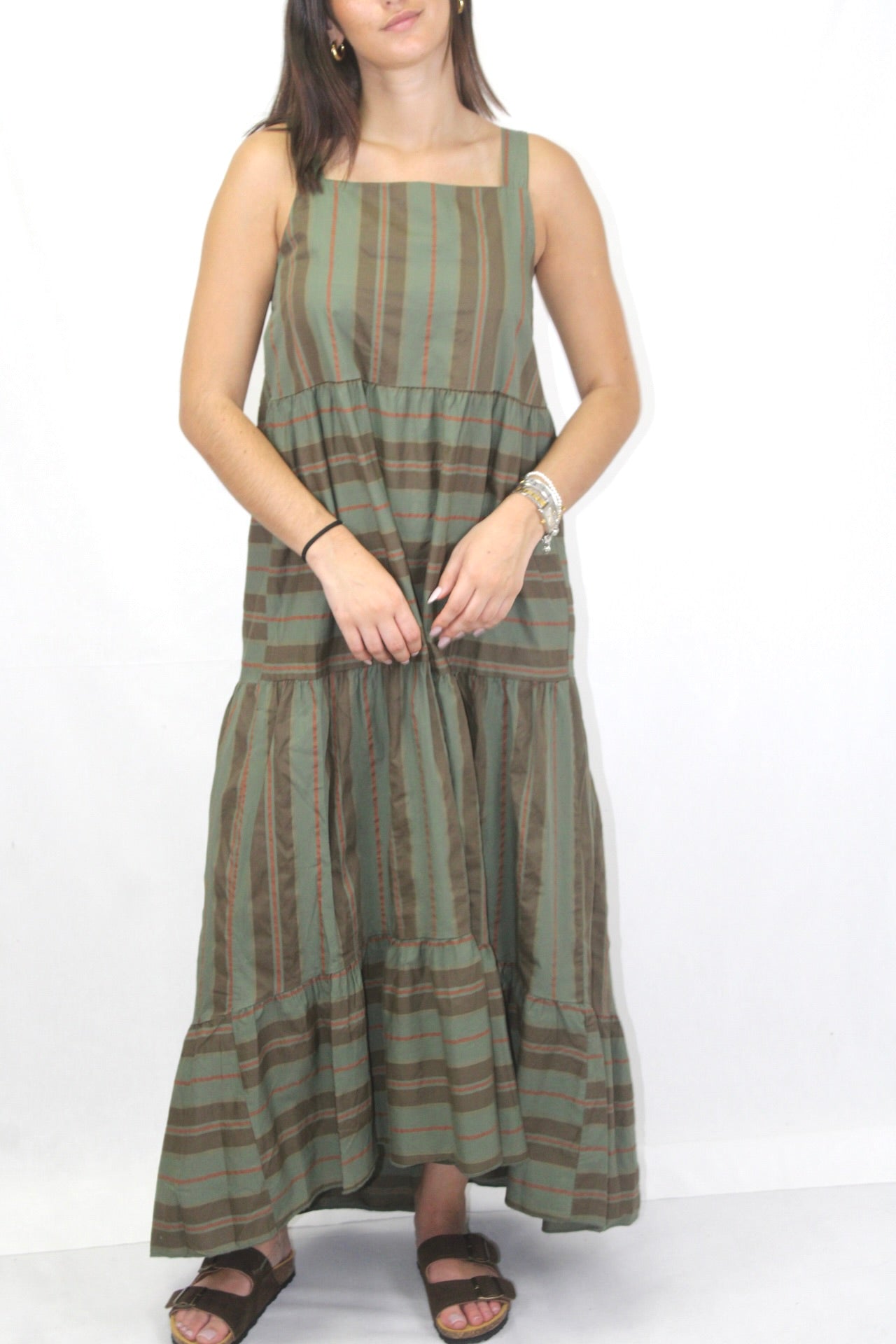 Vestido de Riscas em Algodão