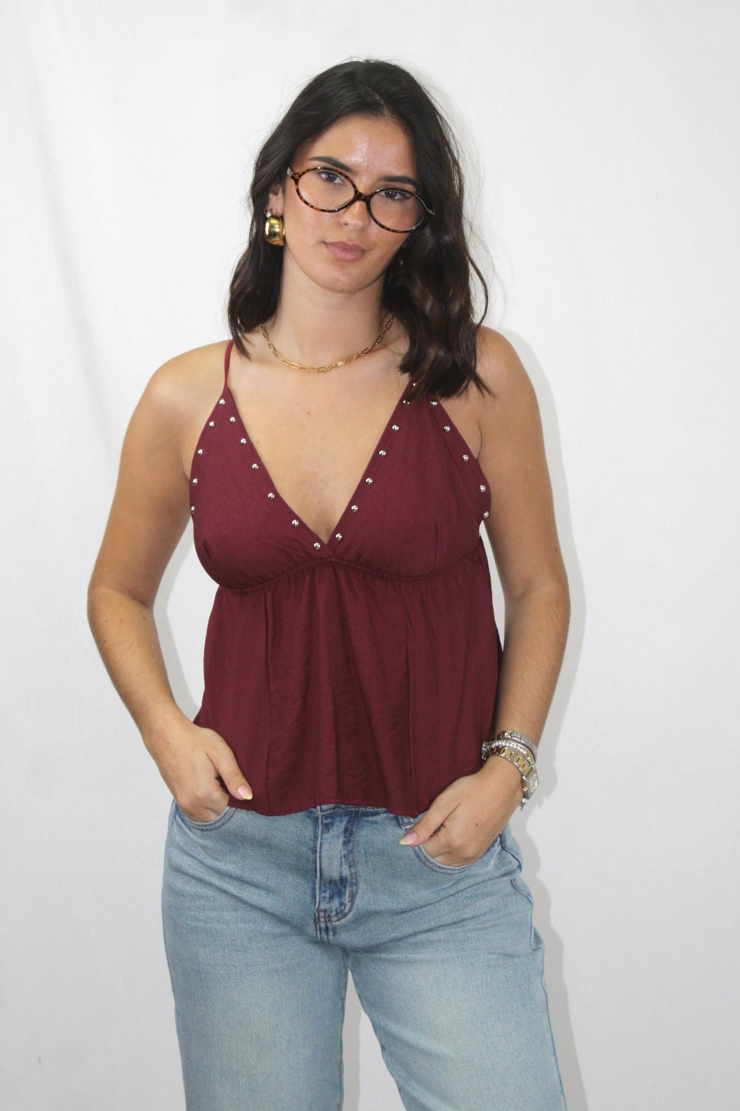 Top de Alças com Tachas