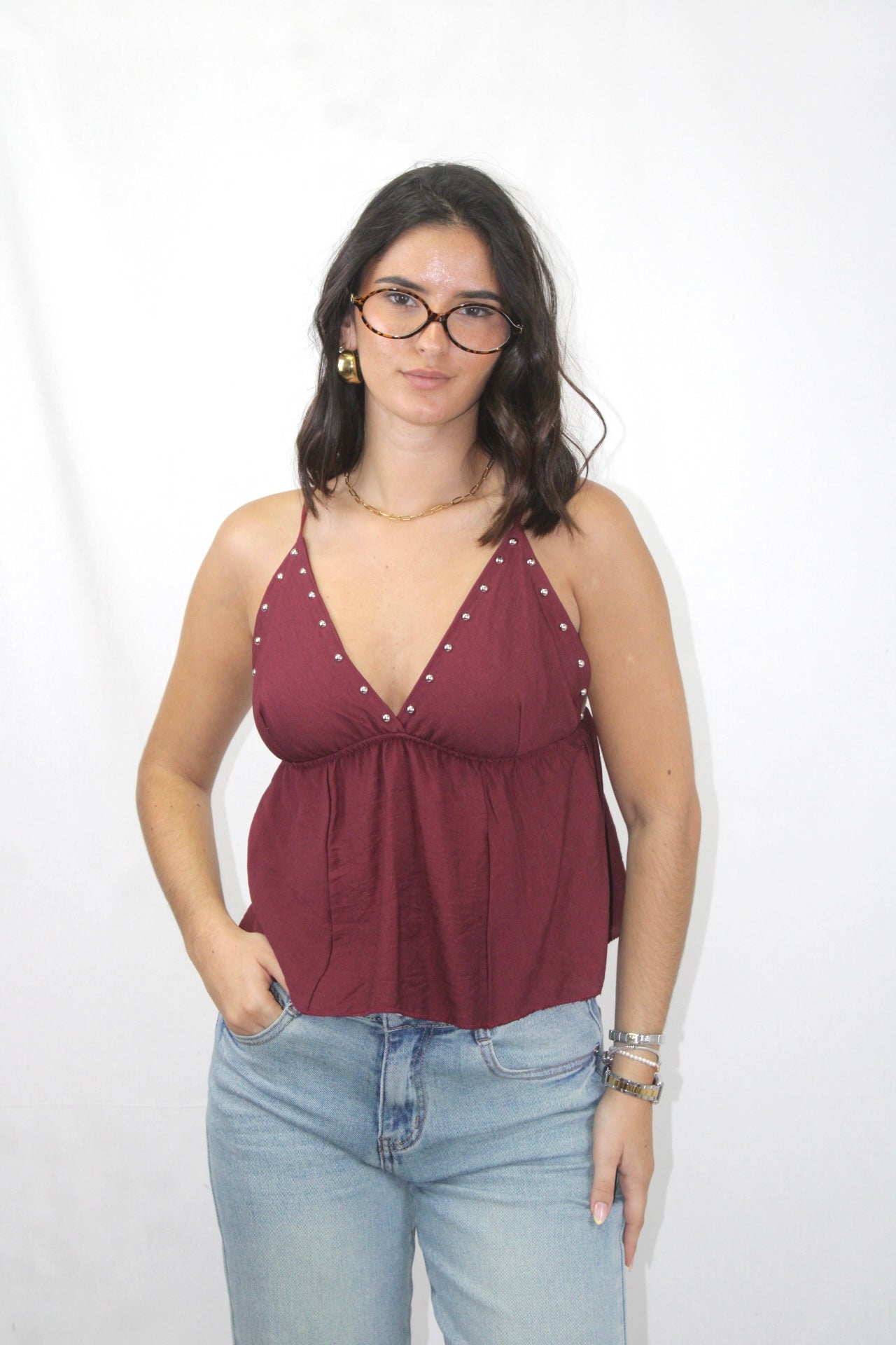 Top de Alças com Tachas