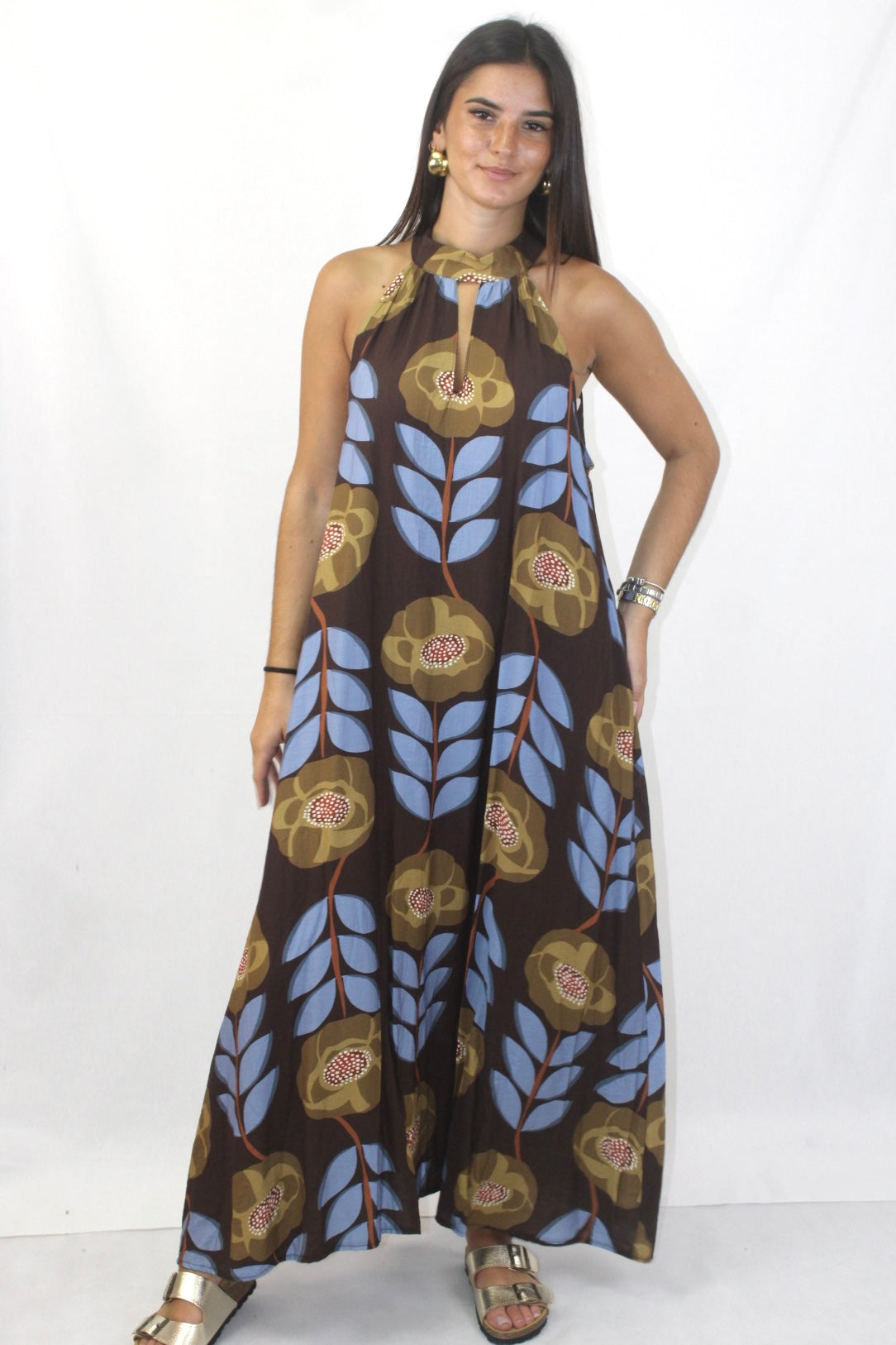 Vestido Estampado Halter