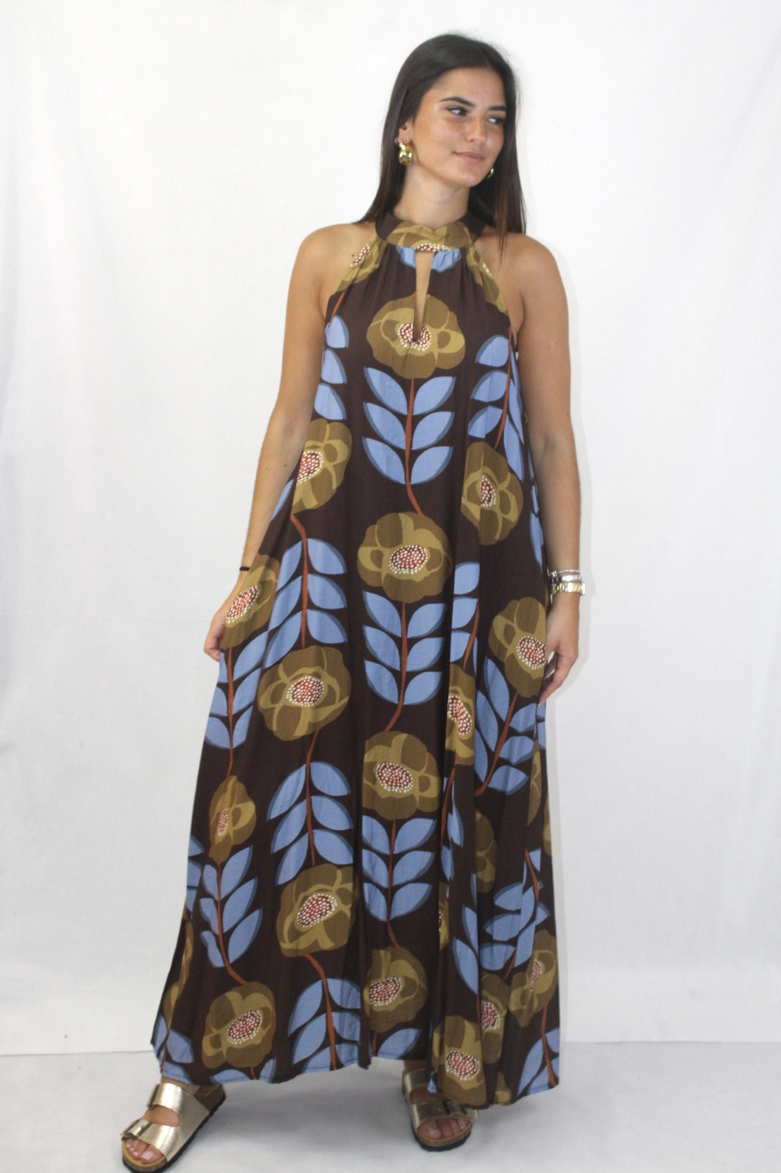 Vestido Estampado Halter
