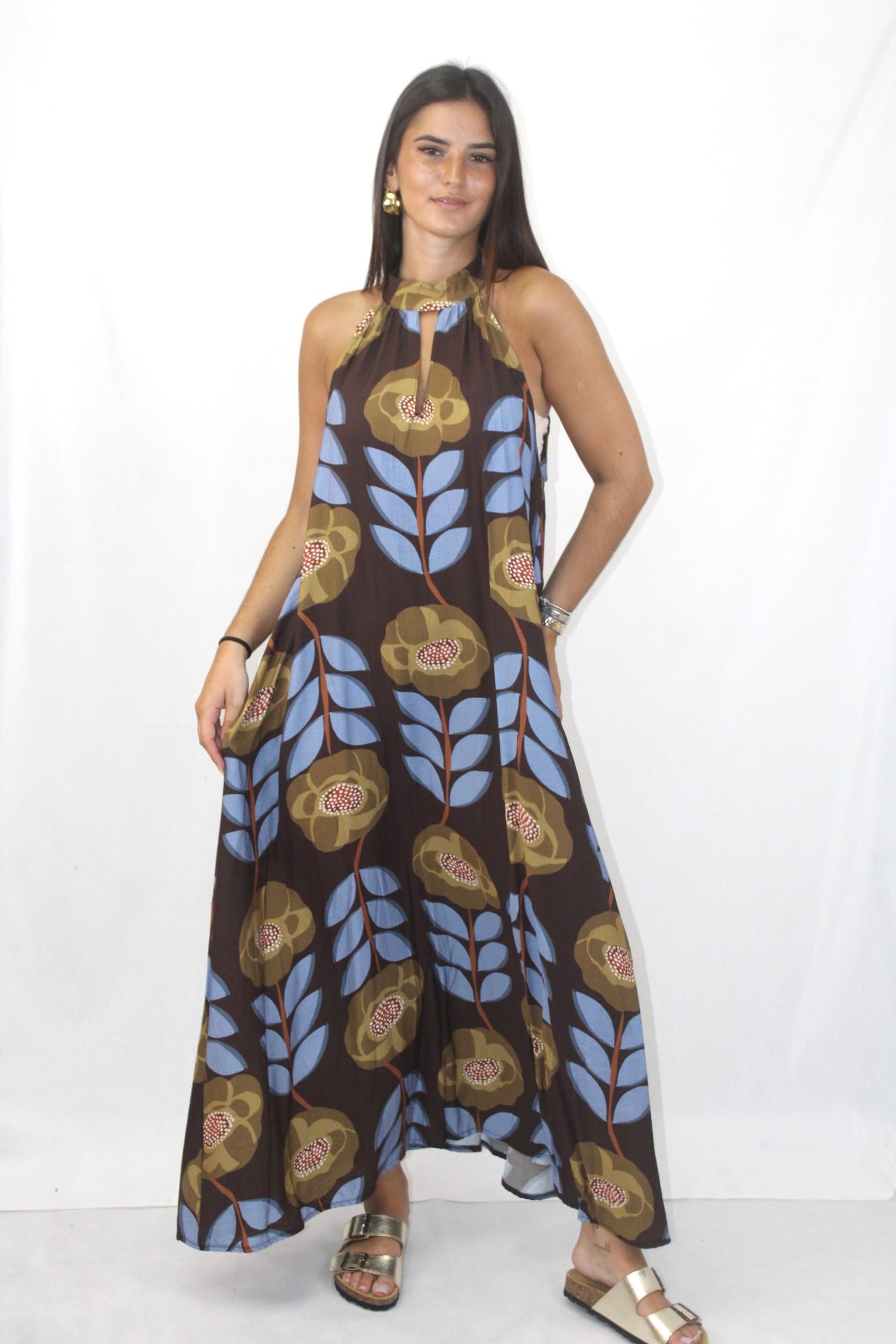 Vestido Estampado Halter