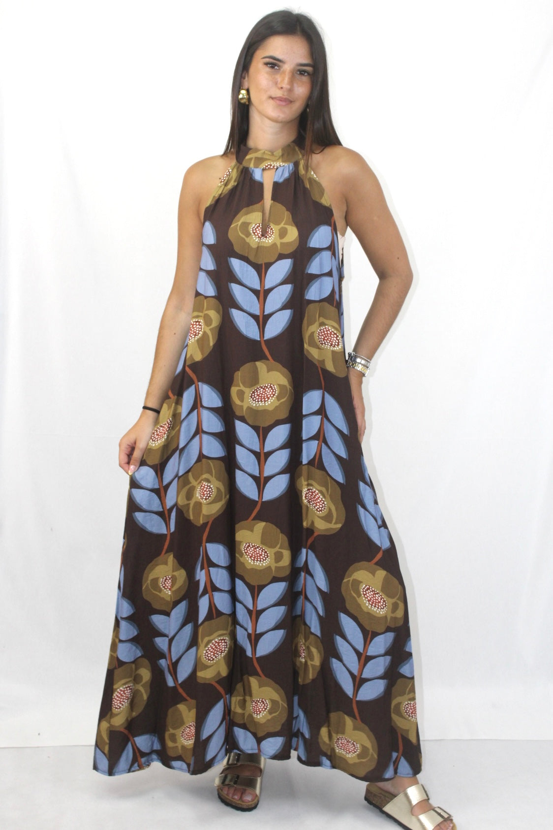 Vestido Estampado Halter