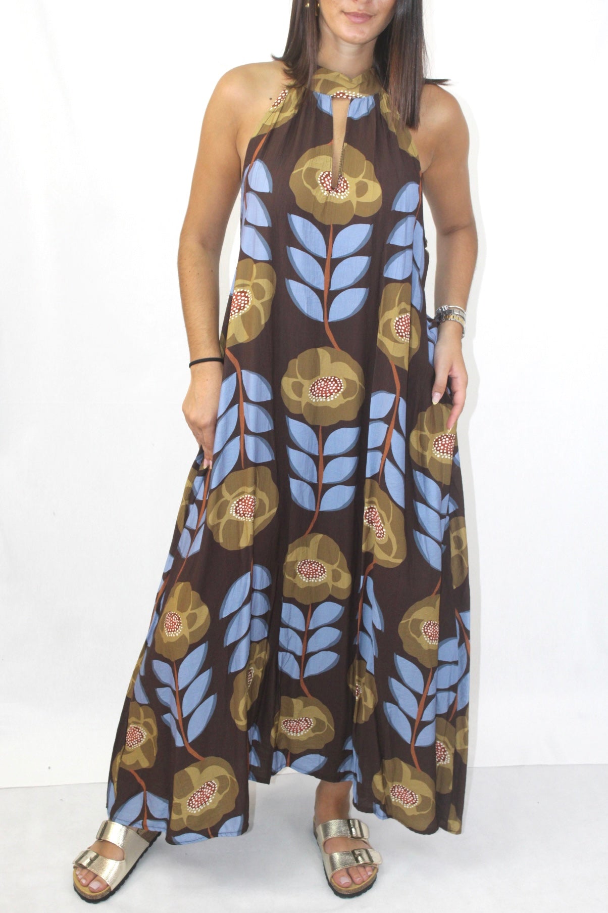 Vestido Estampado Halter
