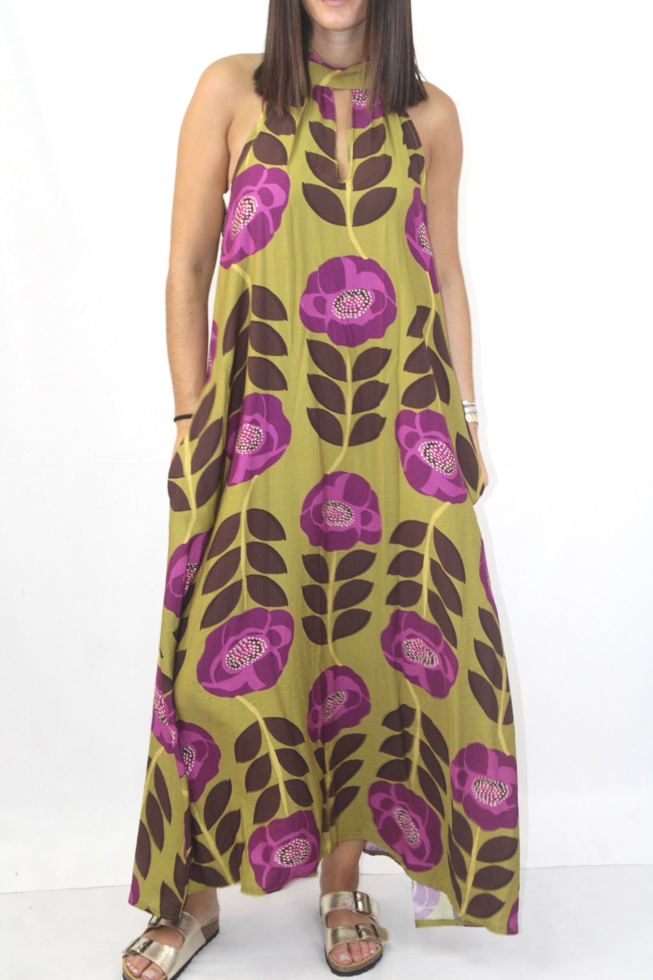 Vestido Estampado Halter