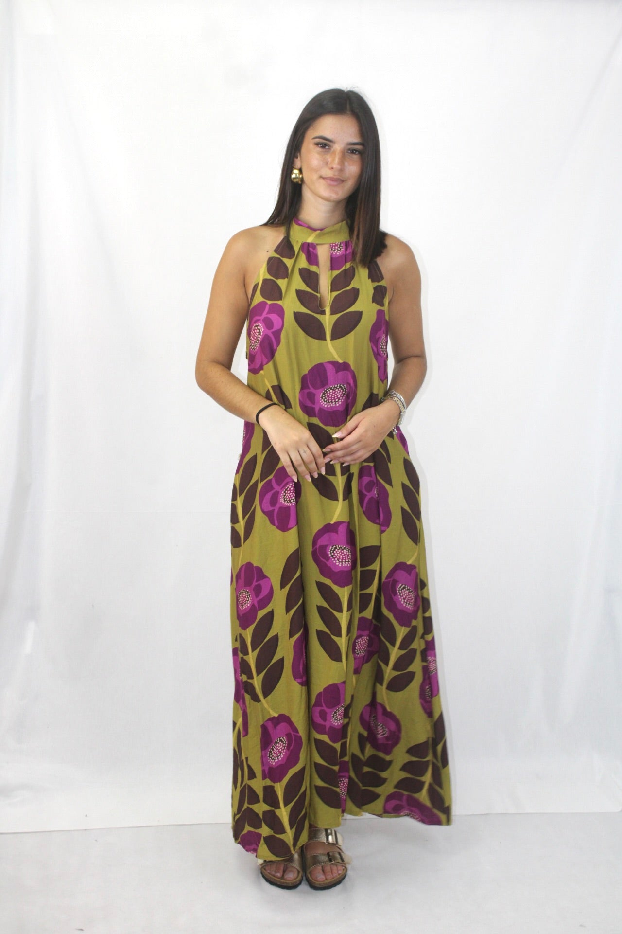 Vestido Estampado Halter