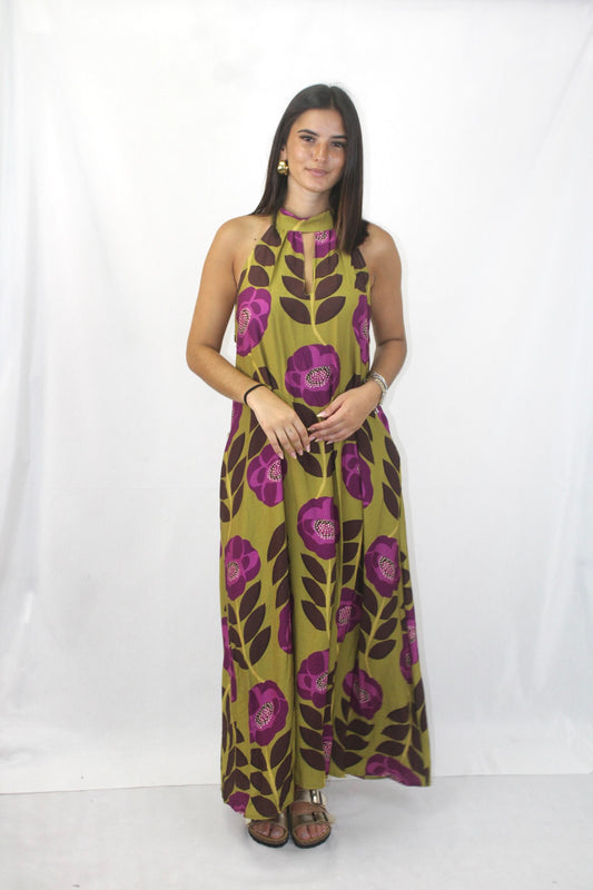 Vestido Estampado Halter