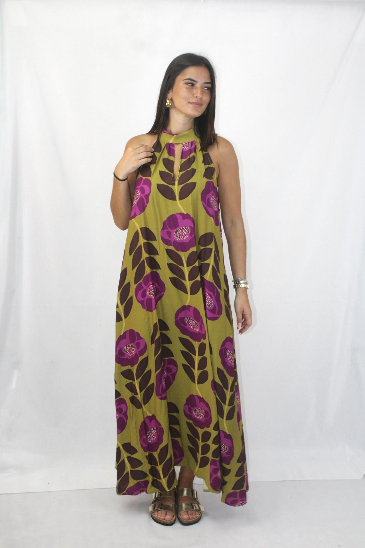 Vestido Estampado Halter