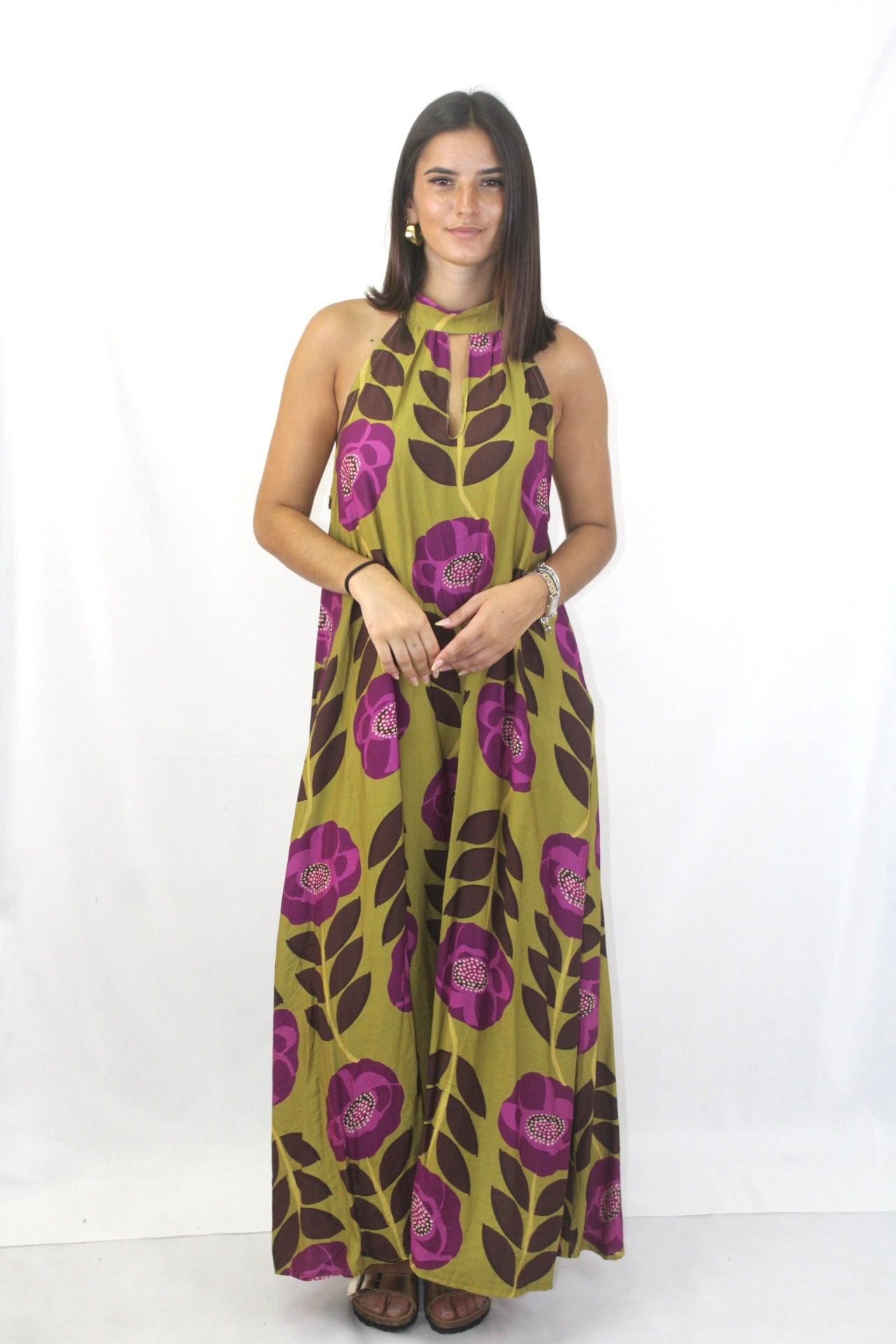 Vestido Estampado Halter