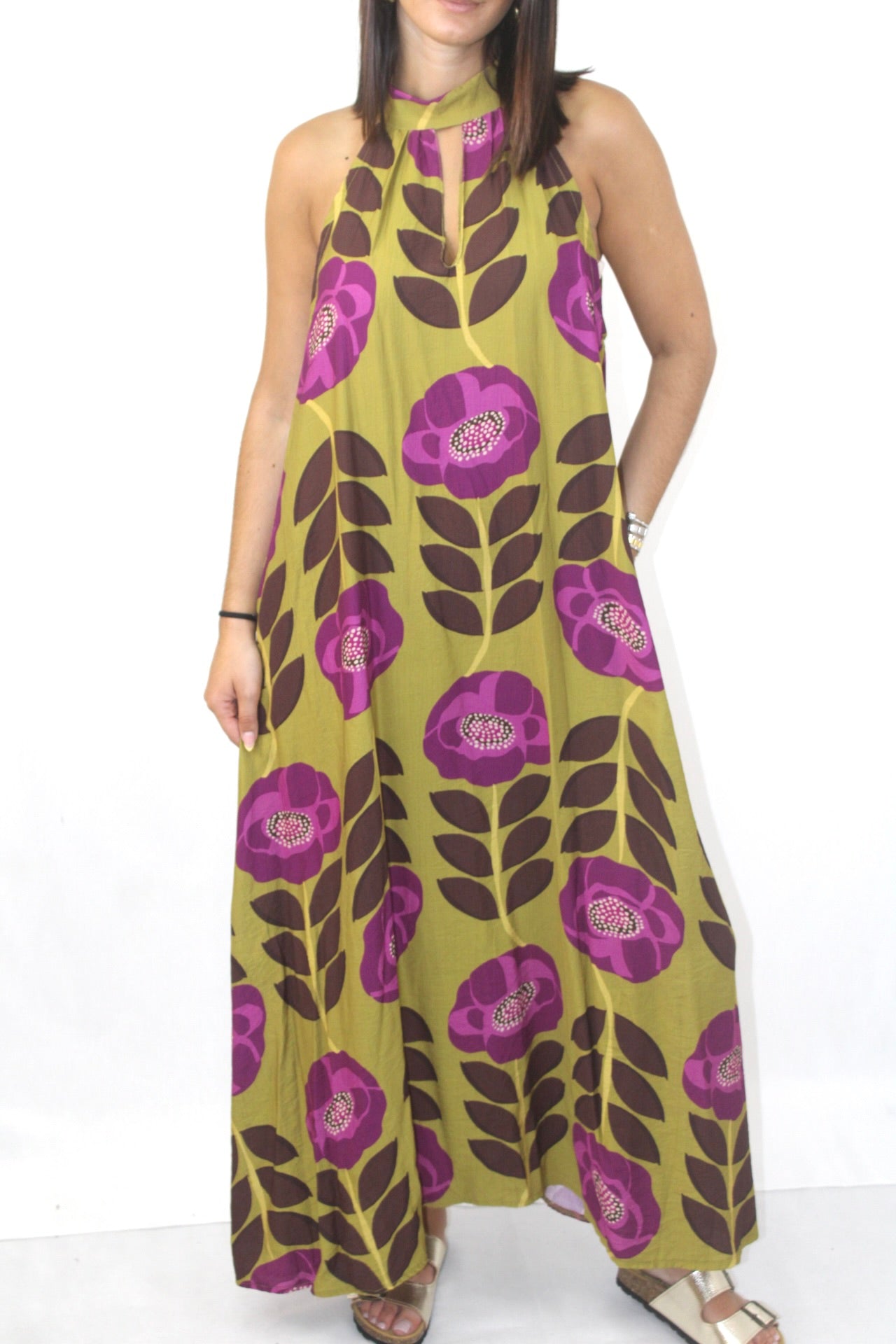 Vestido Estampado Halter