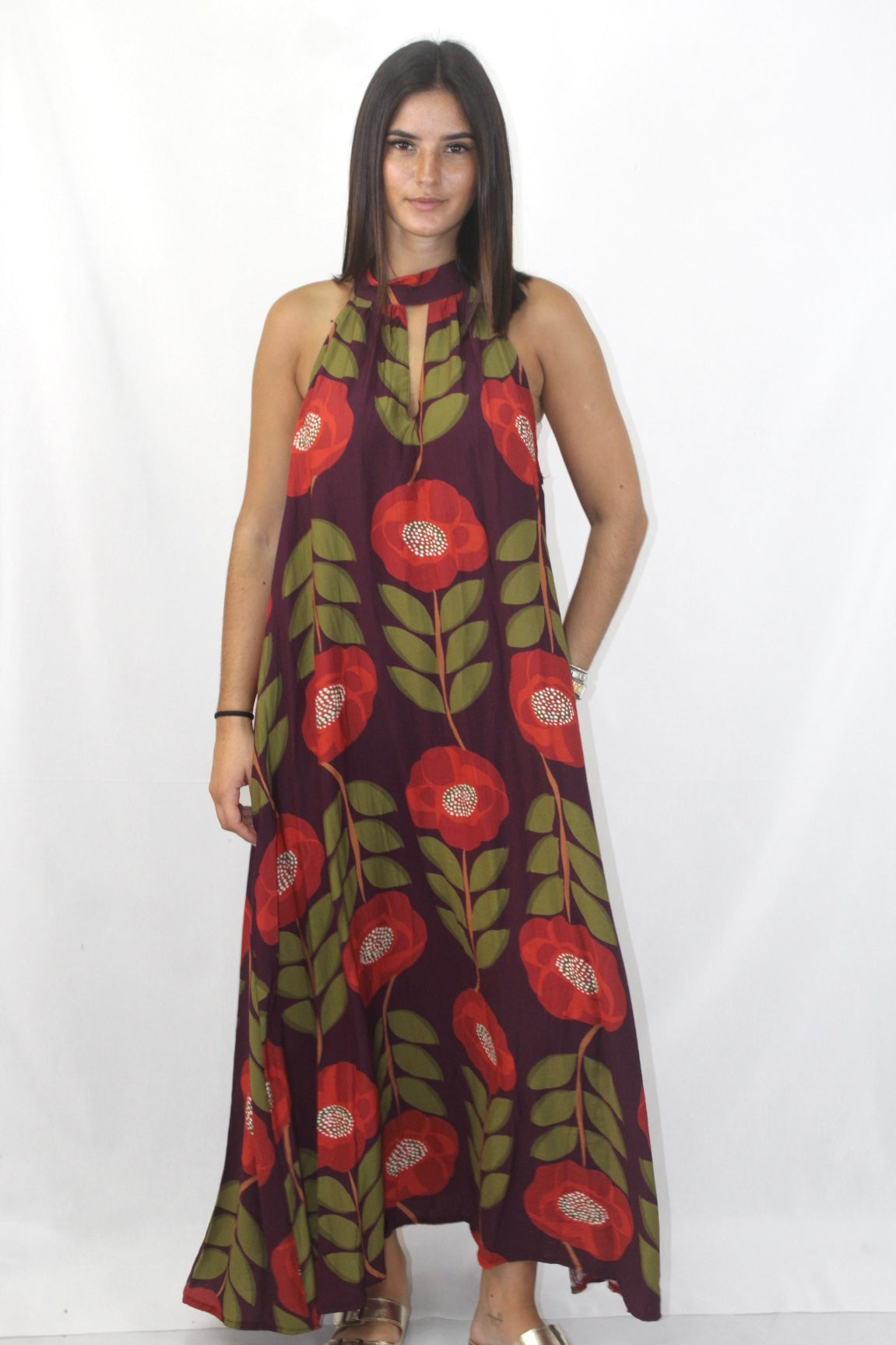 Vestido Estampado Halter