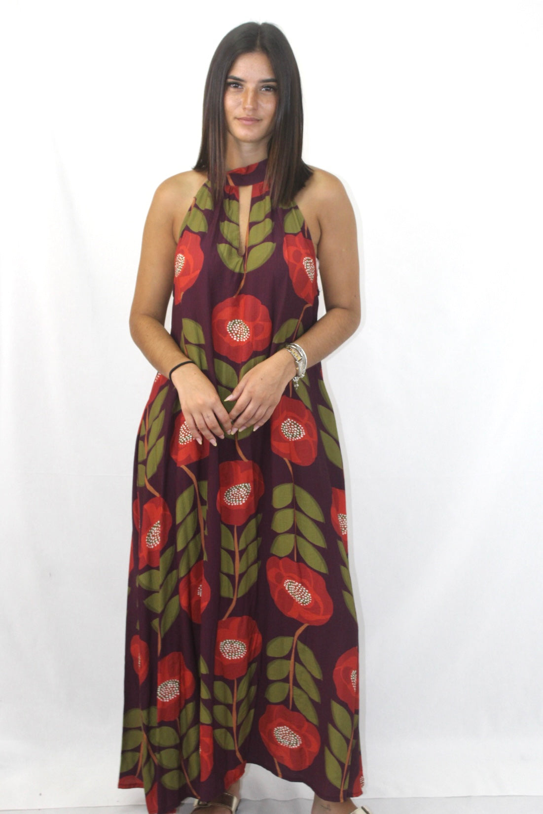 Vestido Estampado Halter
