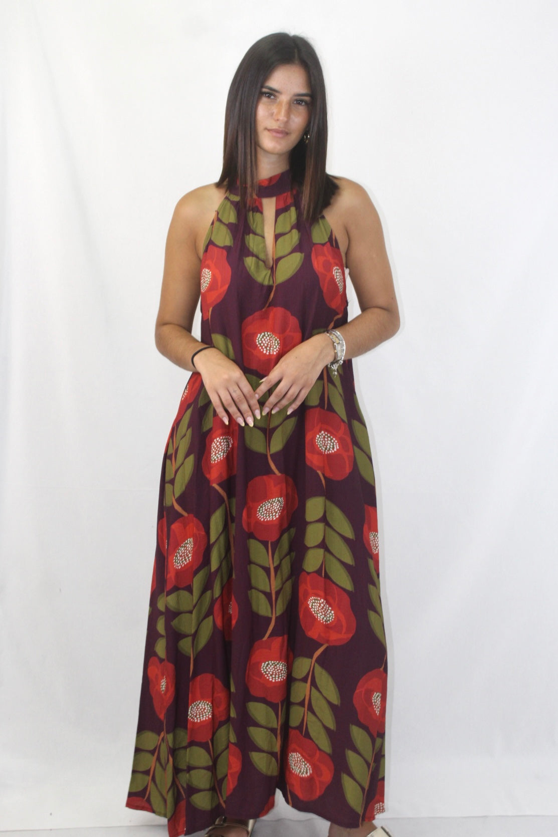 Vestido Estampado Halter