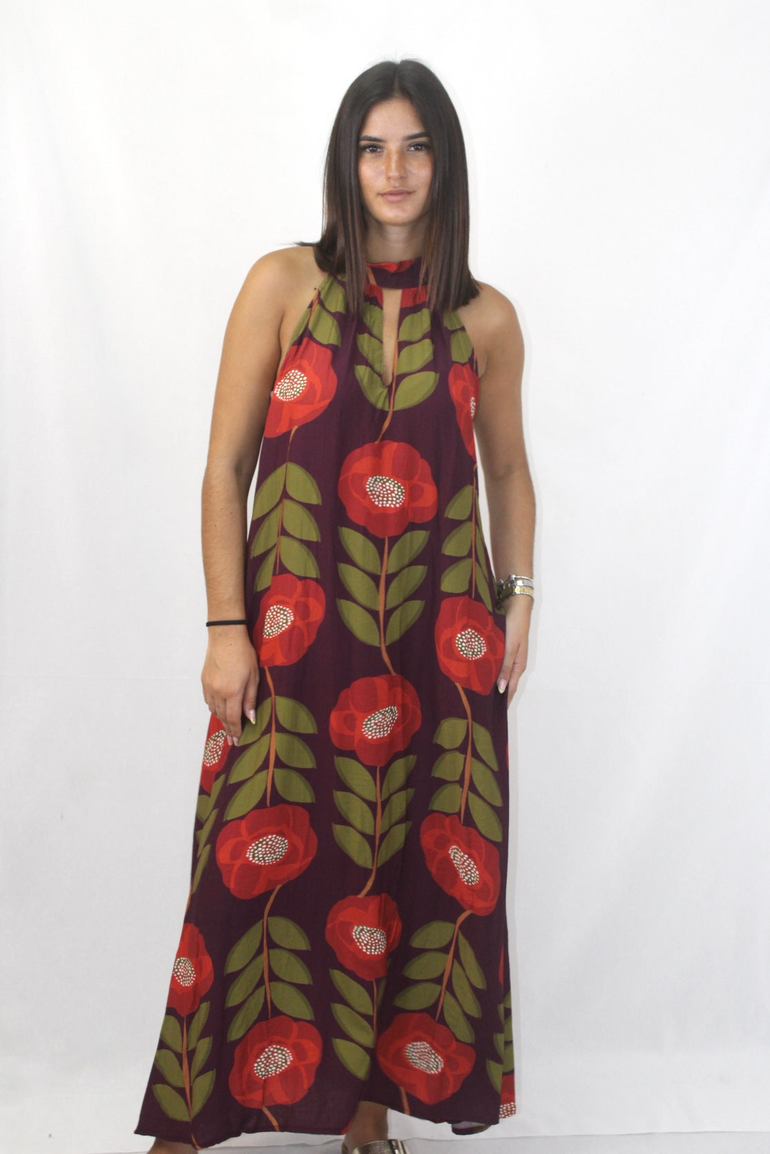Vestido Estampado Halter